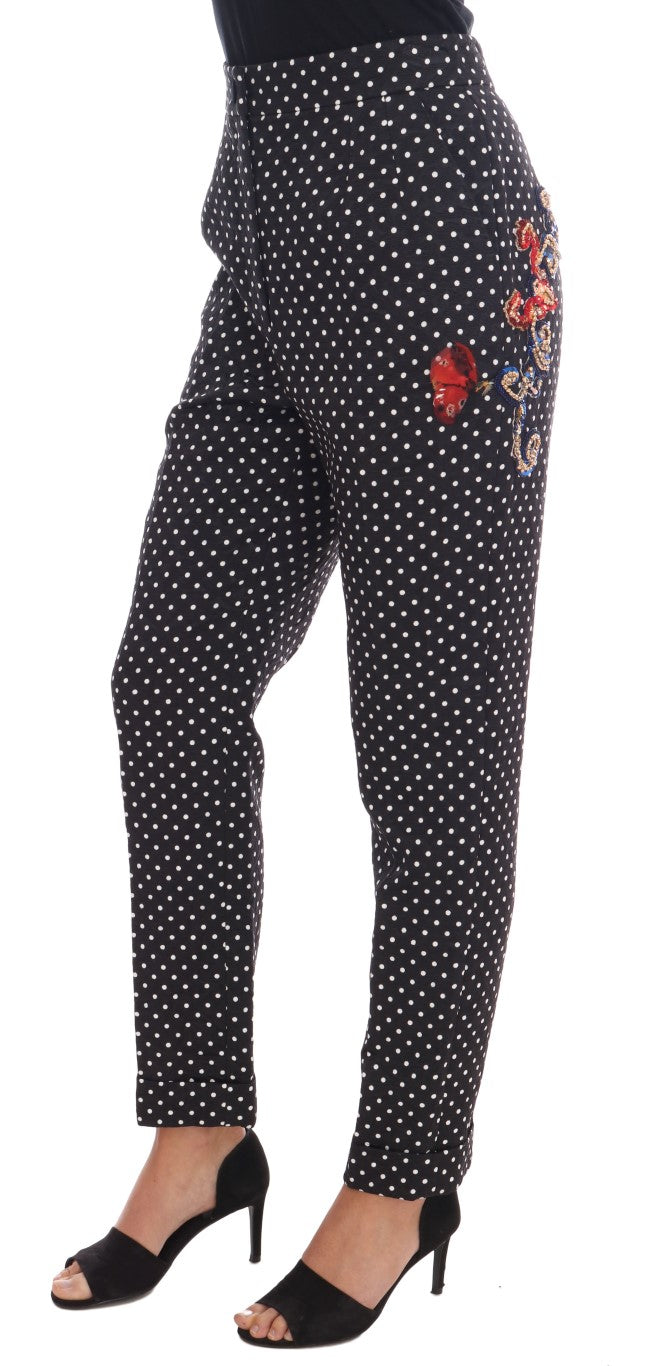 Elegant Polka Dot Embellished Trousers - ventzia