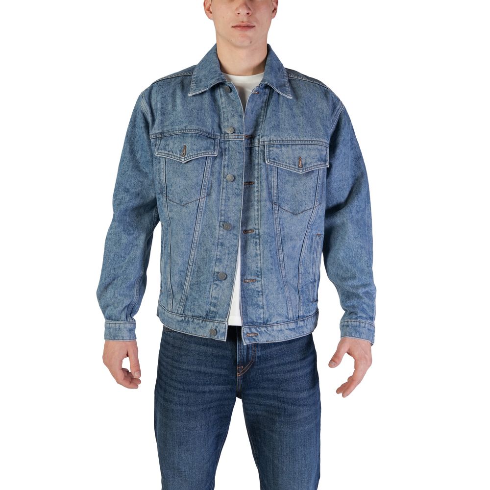 Light Blue Cotton Jackets & Coat - ventzia