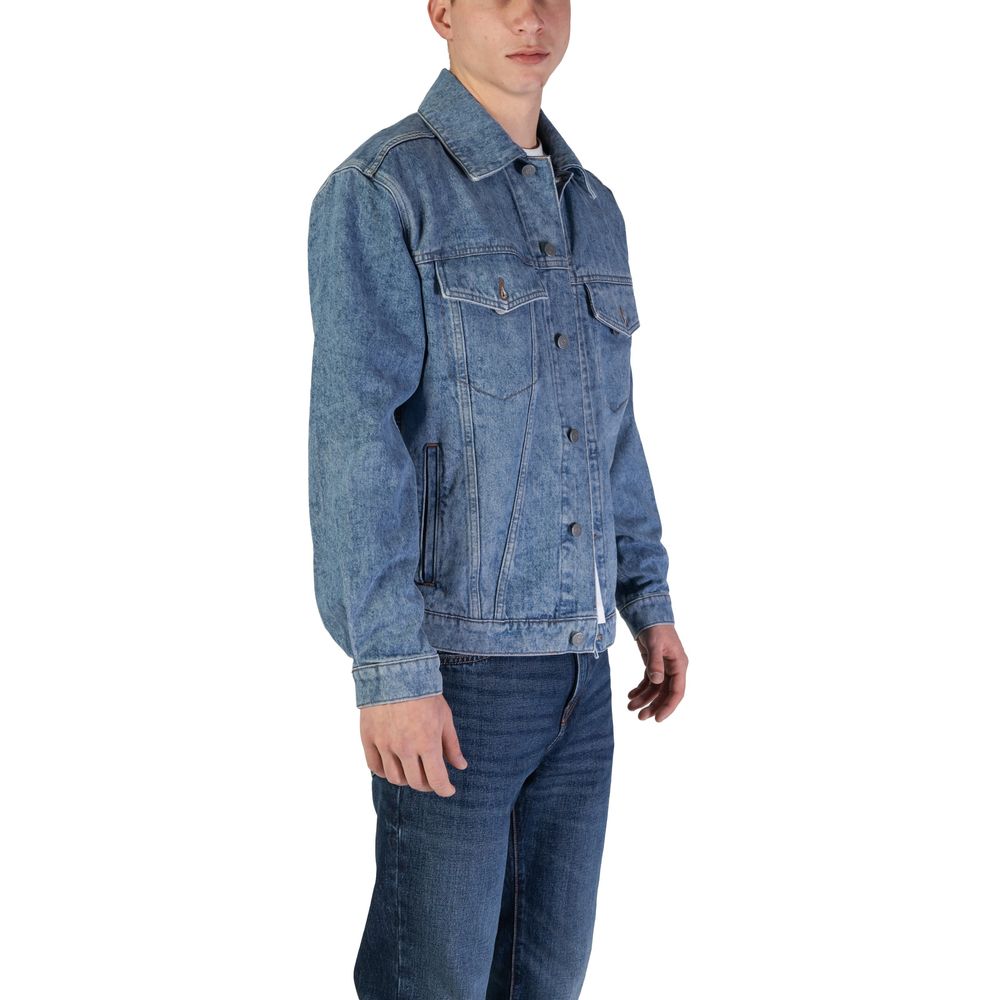 Light Blue Cotton Jackets & Coat - ventzia