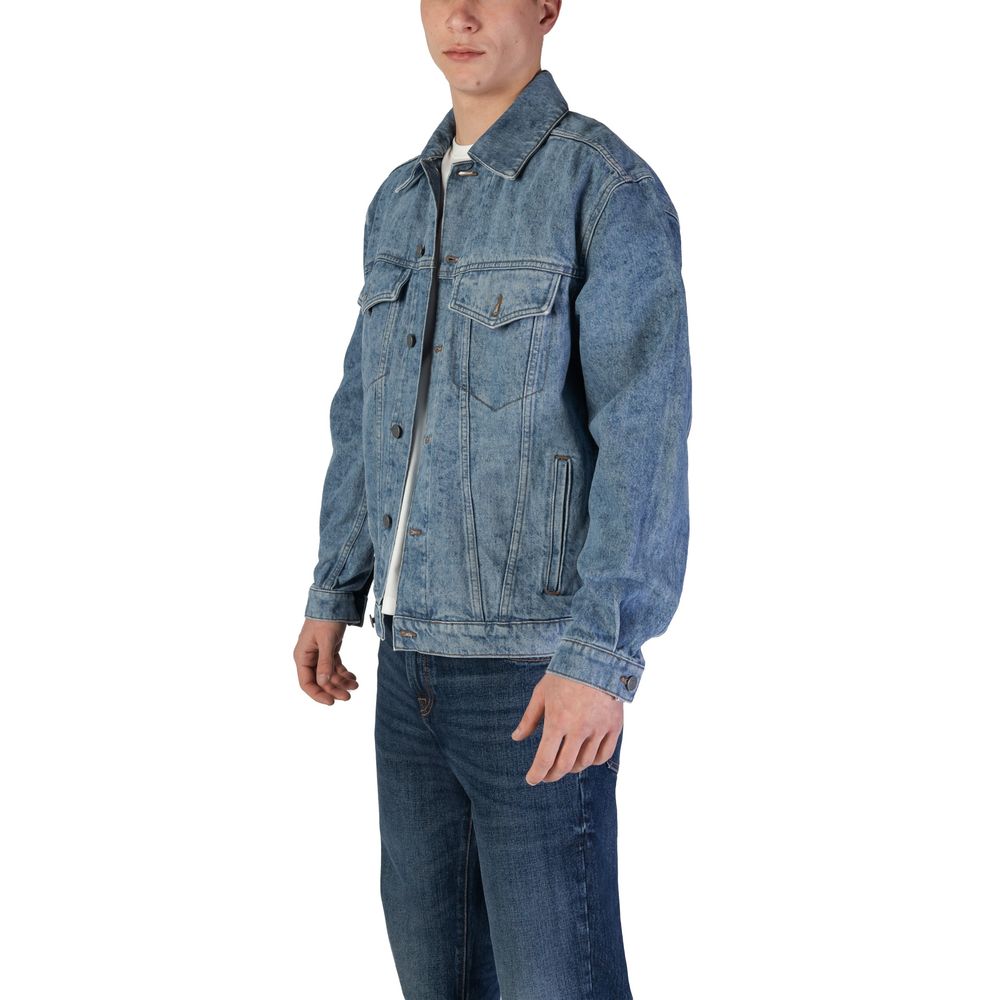 Light Blue Cotton Jackets & Coat - ventzia