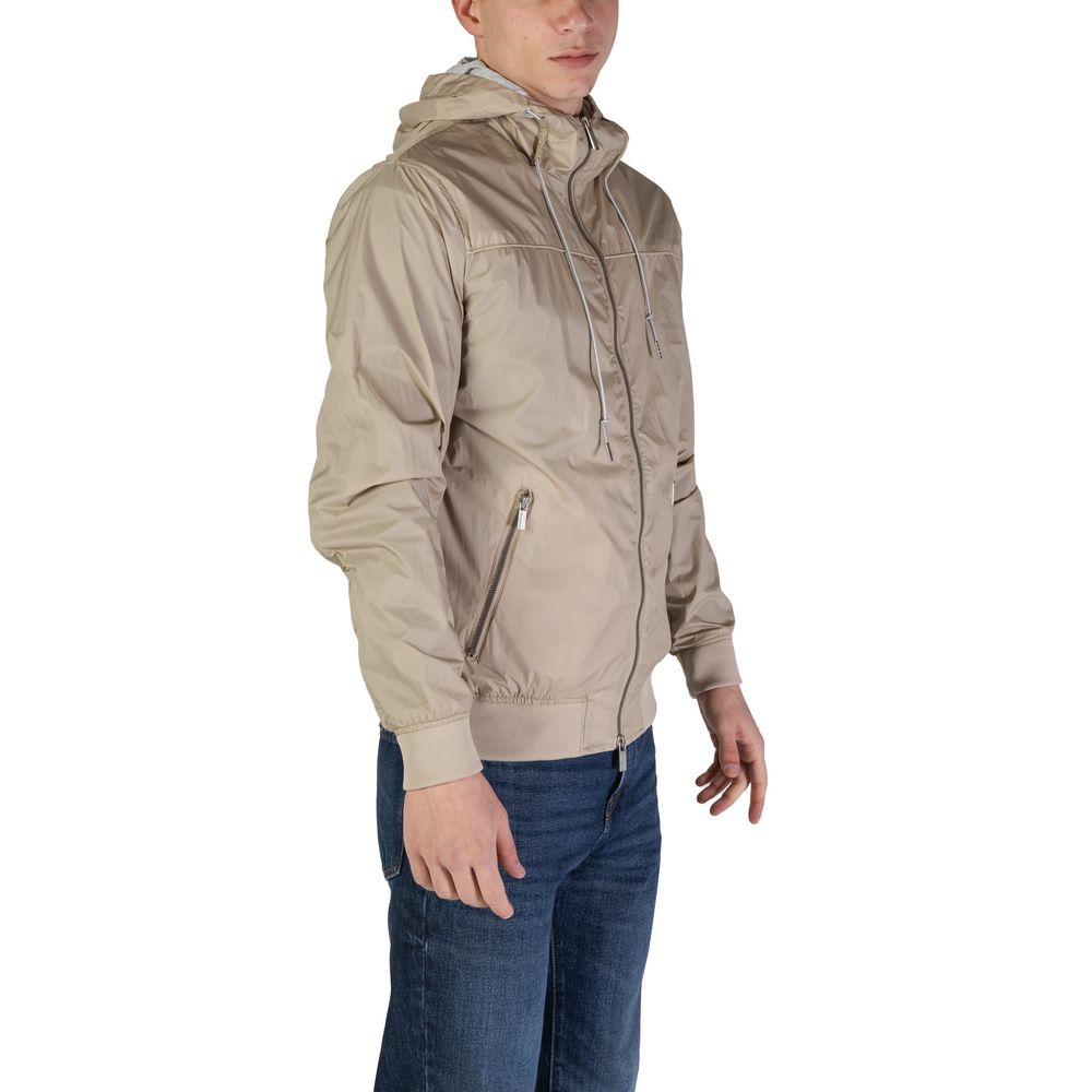 Beige Nylon Jackets & Coat - ventzia