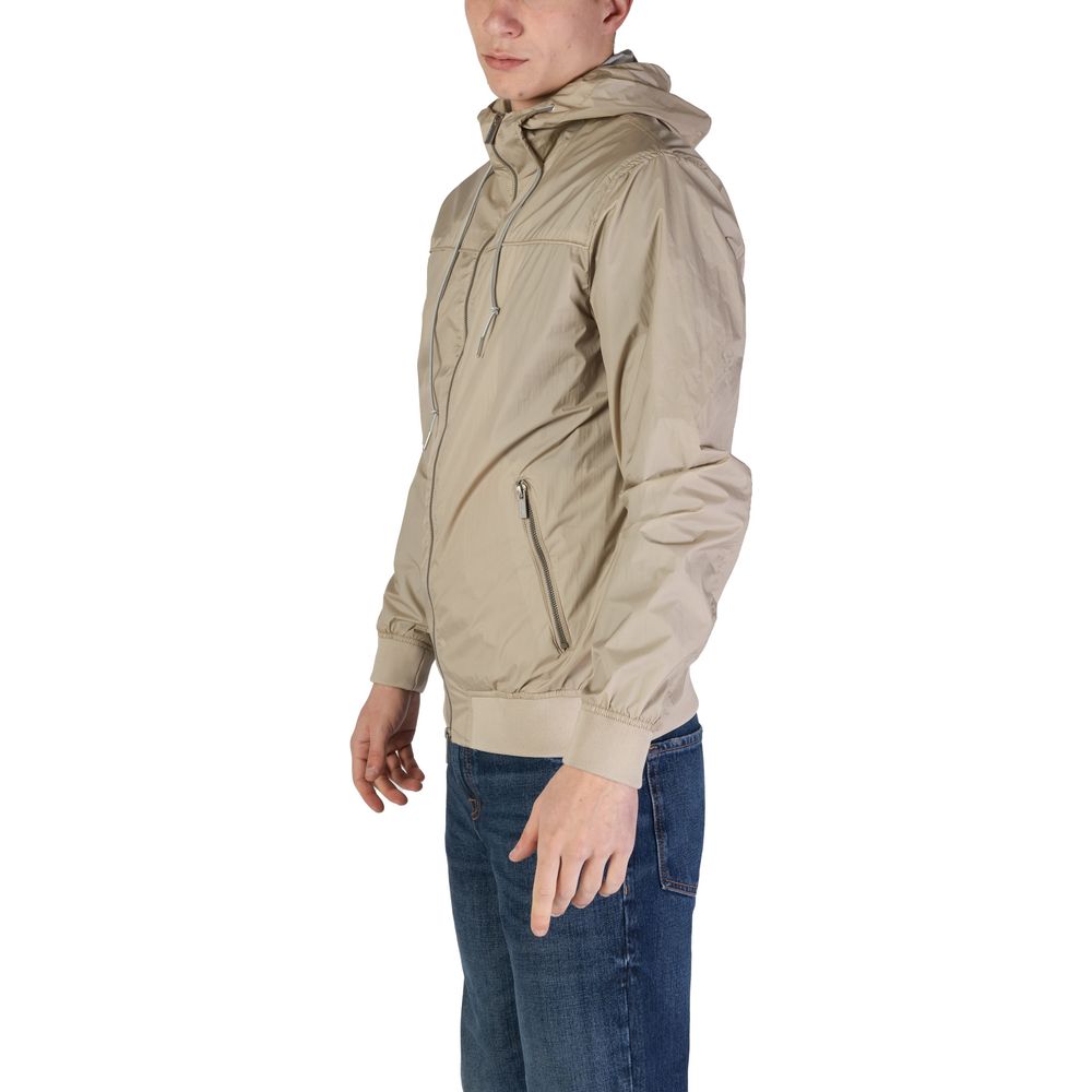 Beige Nylon Jackets & Coat - ventzia