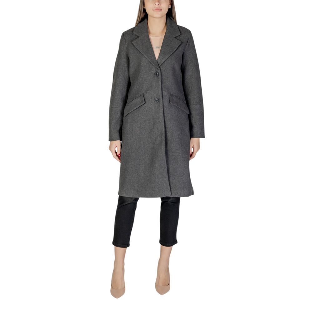 Gray Polyester Coat - ventzia