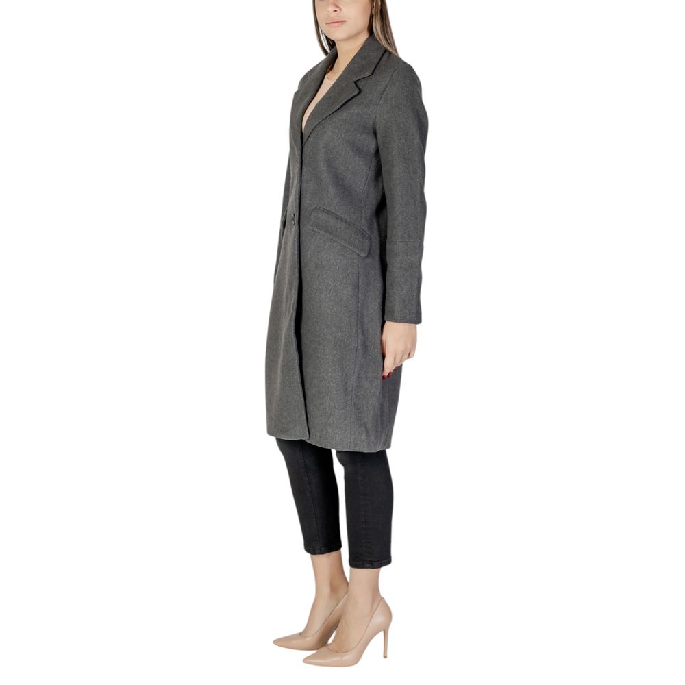 Gray Polyester Coat - ventzia