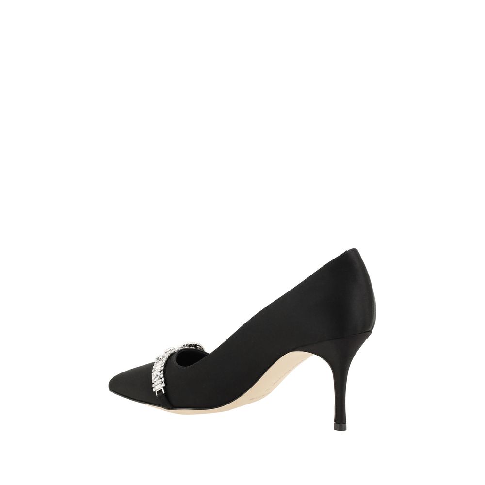 Black Asapump Satin Pumps - ventzia