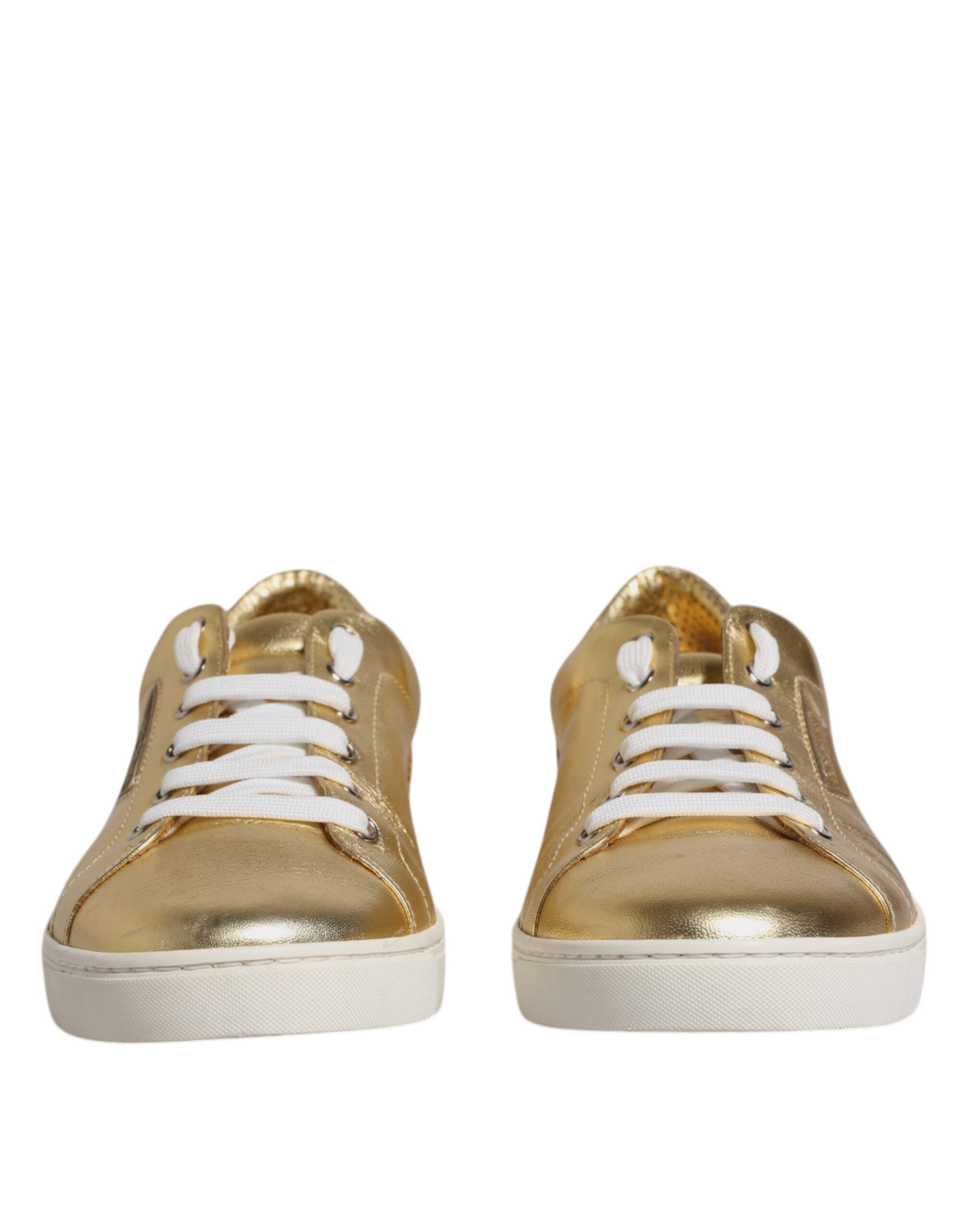 Gold Leather Logo London Men Sneakers Shoes - ventzia
