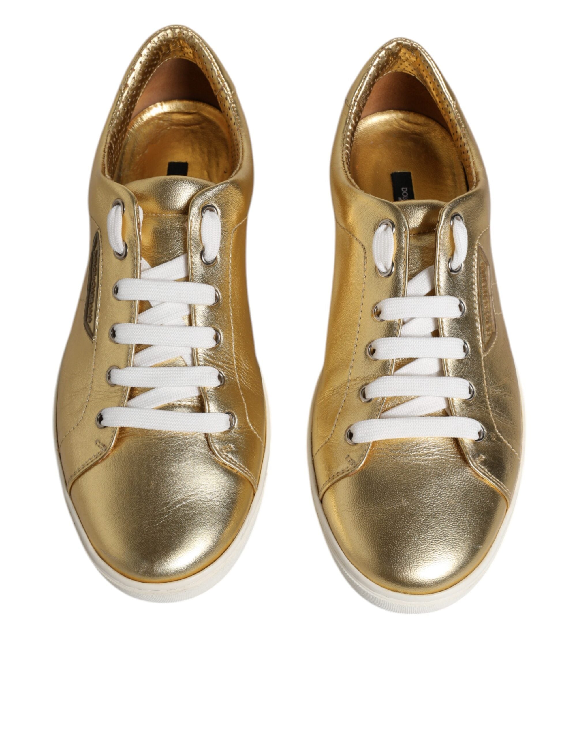 Gold Leather Logo London Men Sneakers Shoes - ventzia