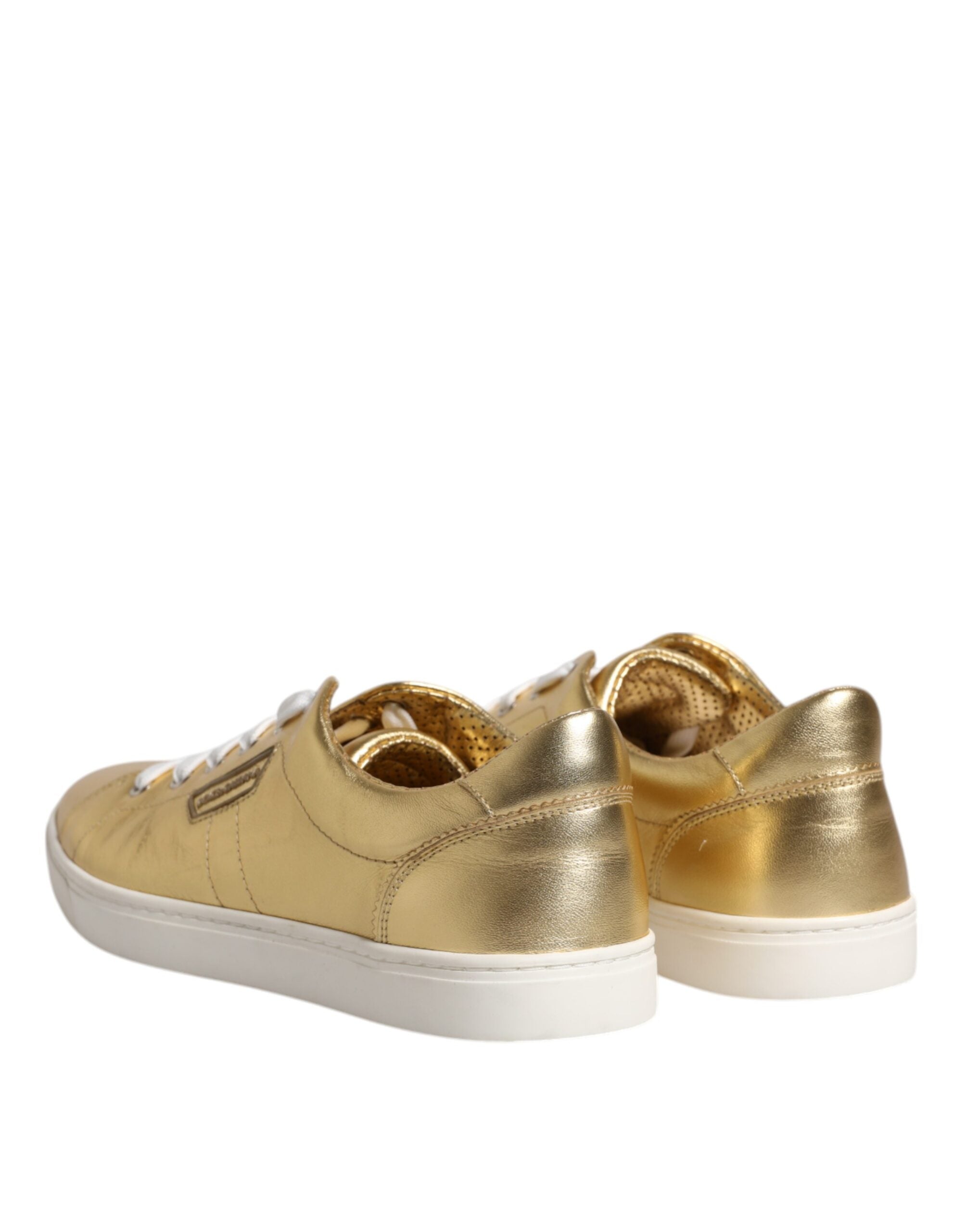 Gold Leather Logo London Men Sneakers Shoes - ventzia