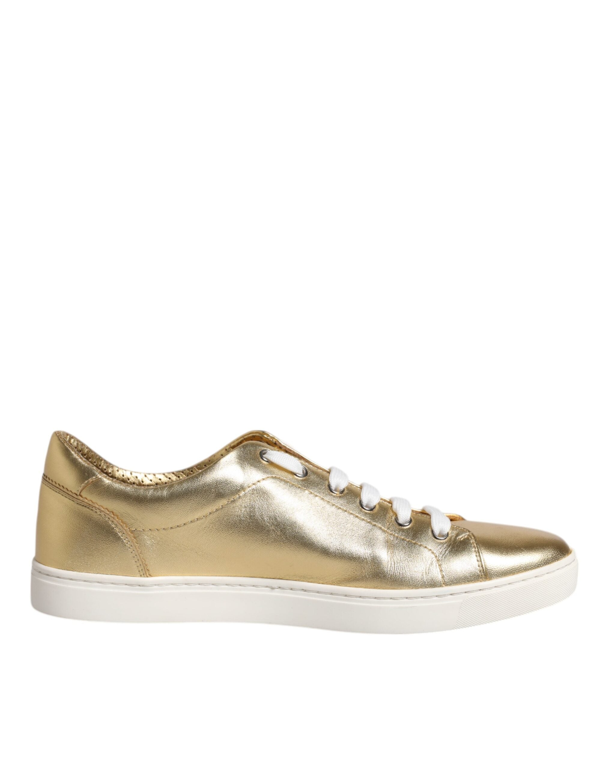 Gold Leather Logo London Men Sneakers Shoes - ventzia