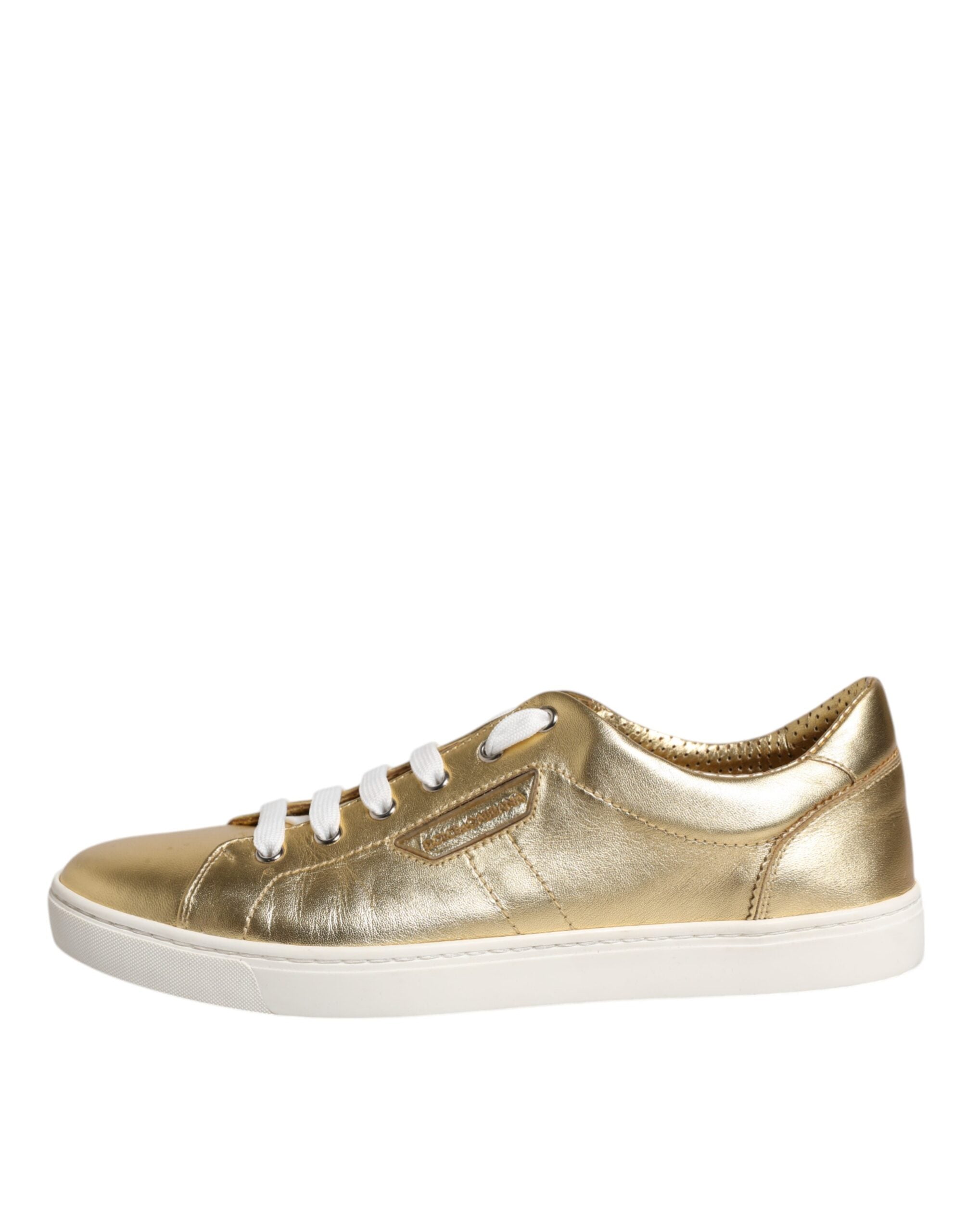 Gold Leather Logo London Men Sneakers Shoes - ventzia