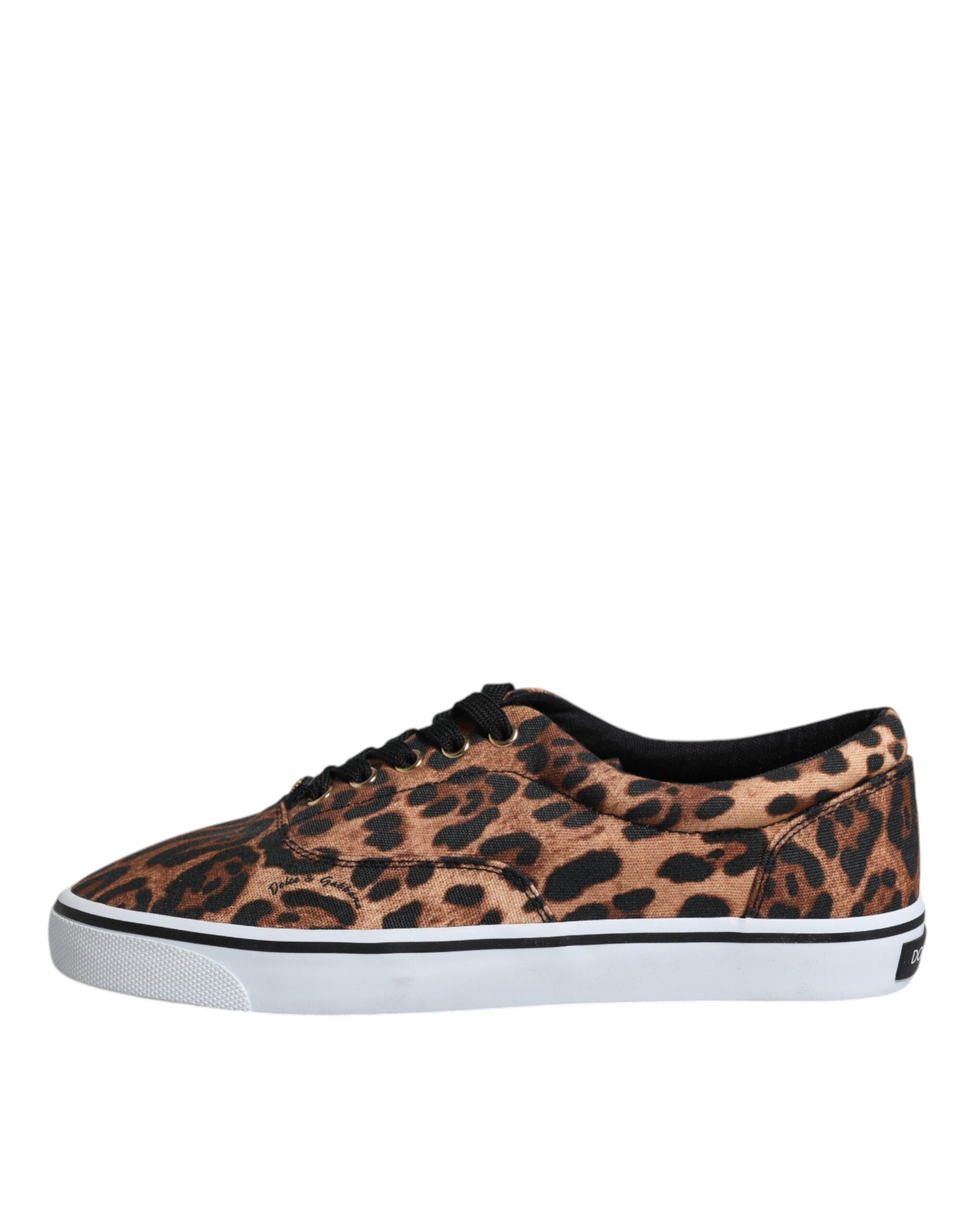 Brown Leopard Logo Print Cotton Sneakers Shoes - ventzia