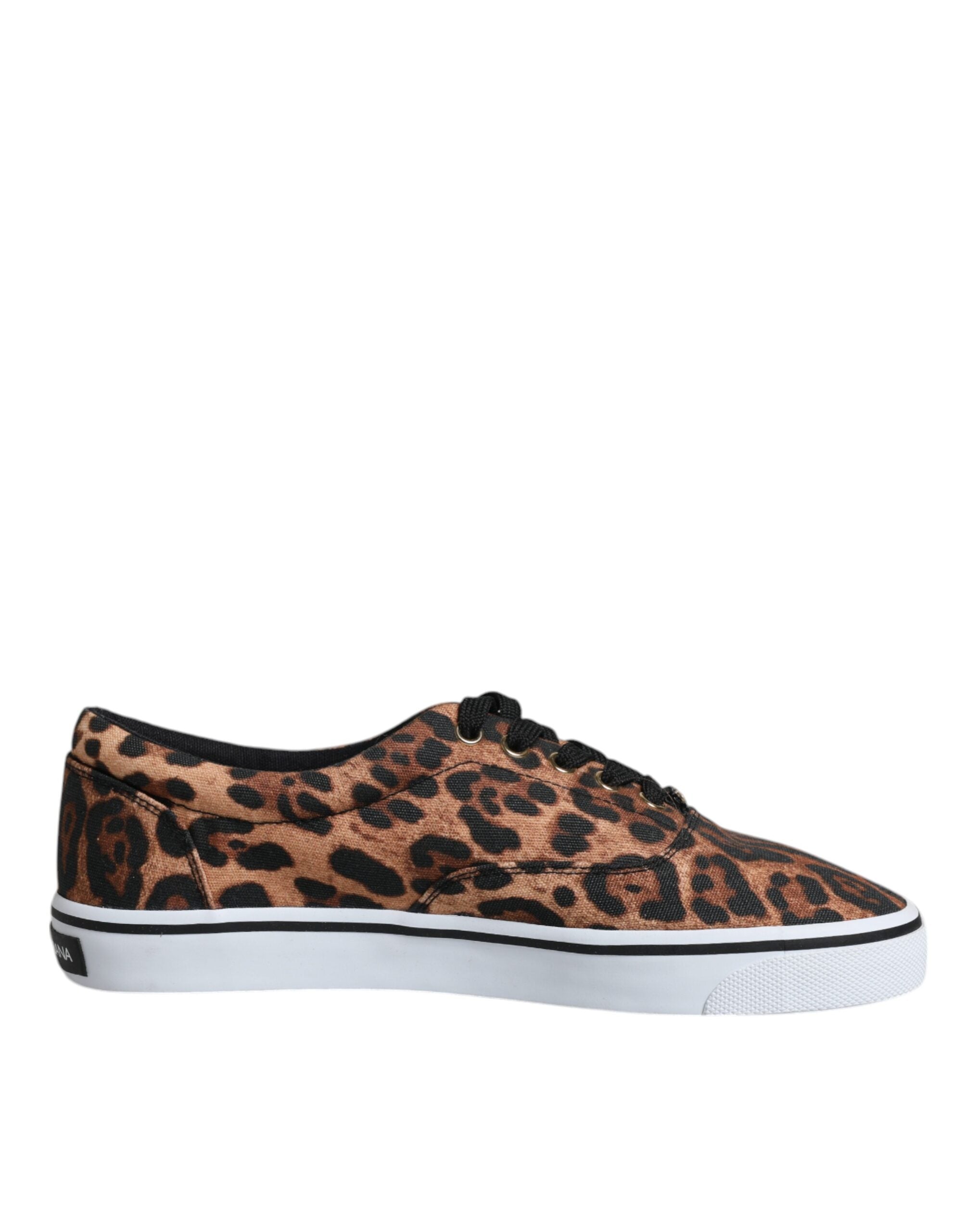 Brown Leopard Logo Print Cotton Sneakers Shoes - ventzia