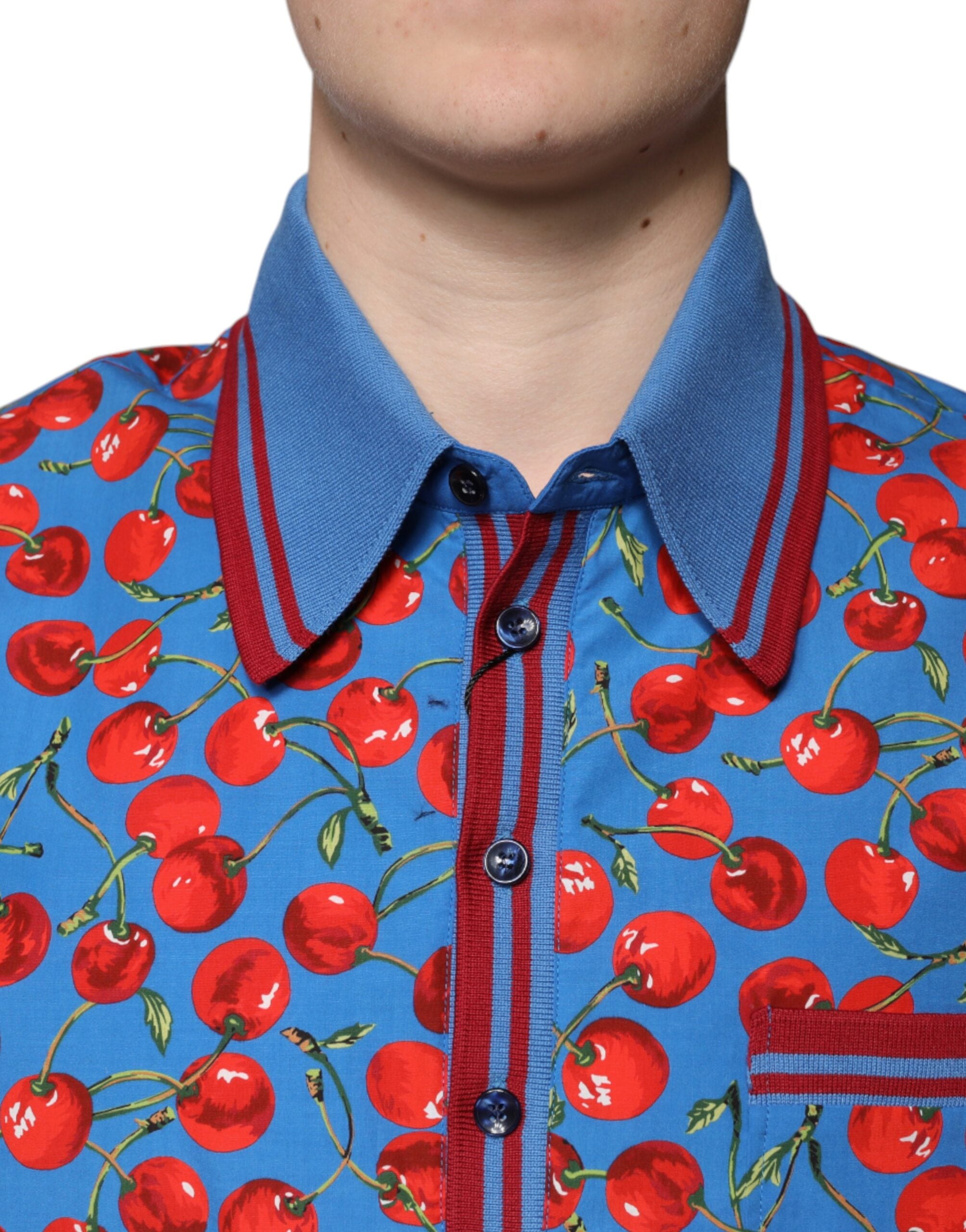 Blue Cherry Cotton Collared Men Polo T-shirt - ventzia