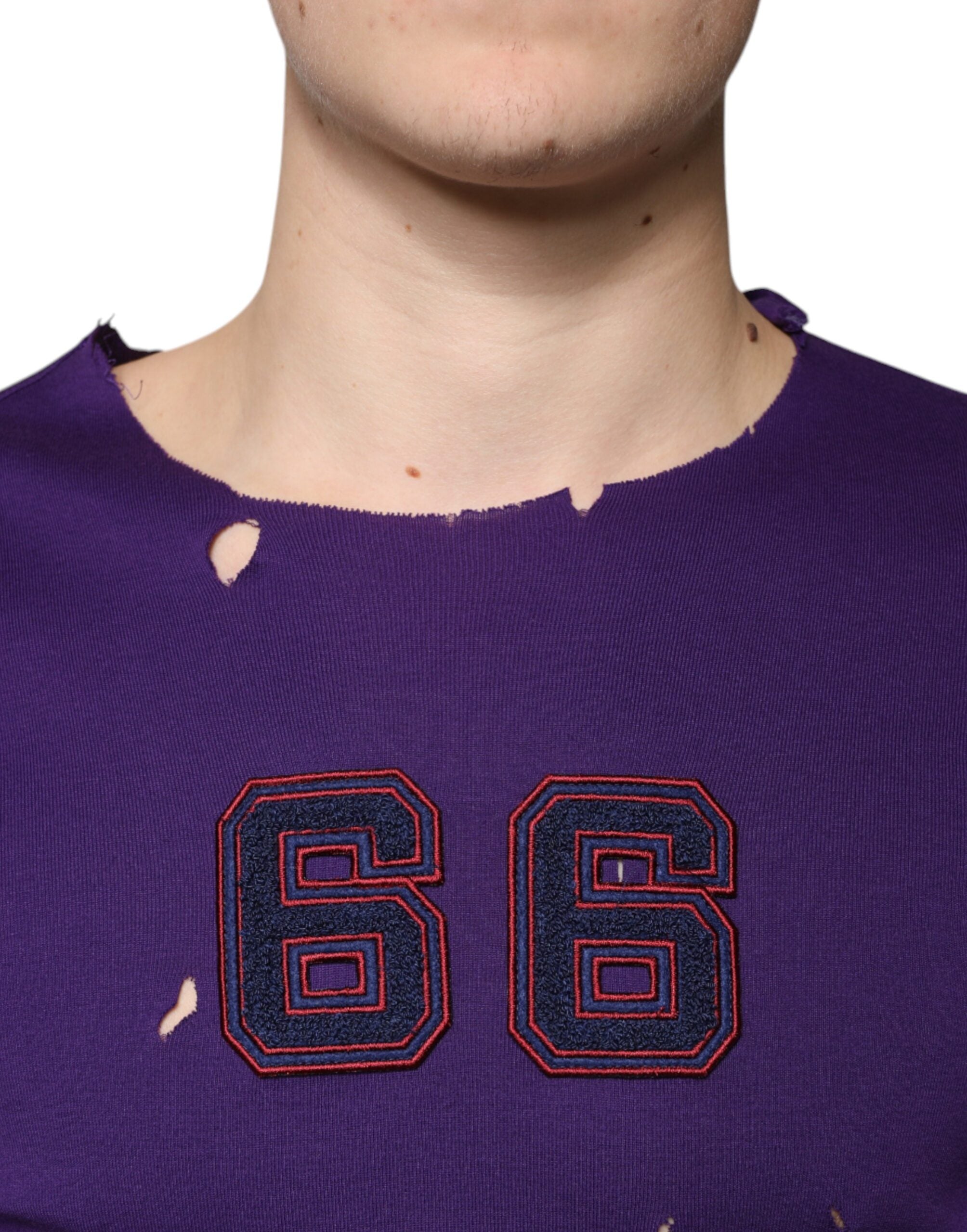 Purple Cotton Round Neck Pullover Men Sweater - ventzia