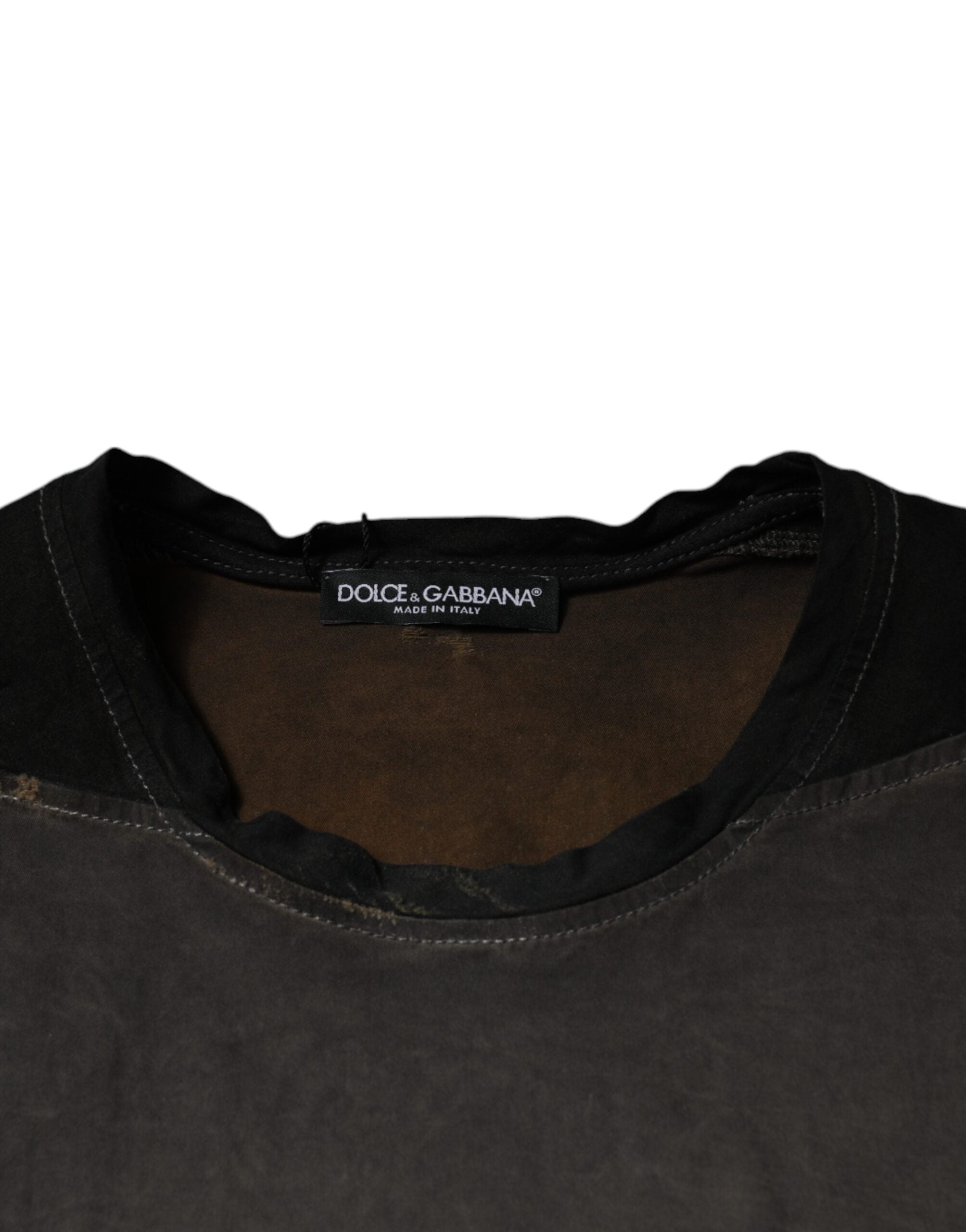 Brown Graphic Print Cotton Round Neck T-shirt - ventzia