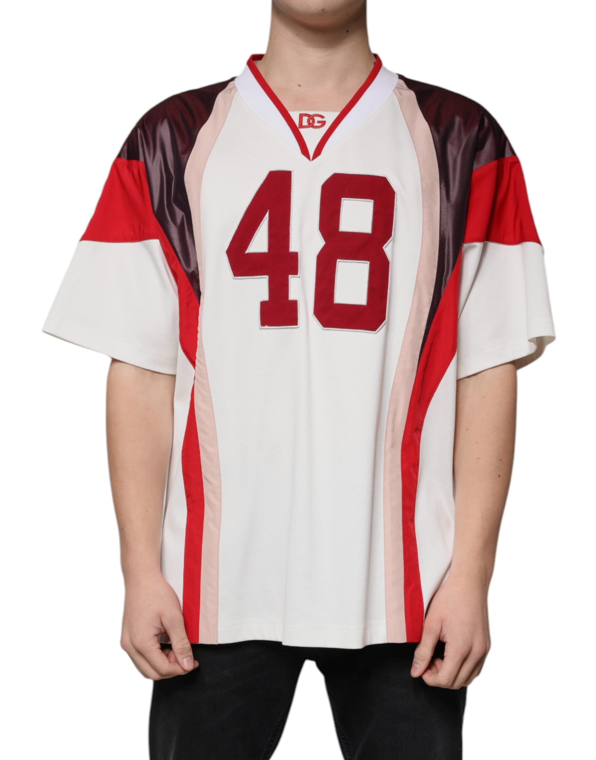 Multicolor Logo Jersey Cotton V-neck T-shirt - ventzia