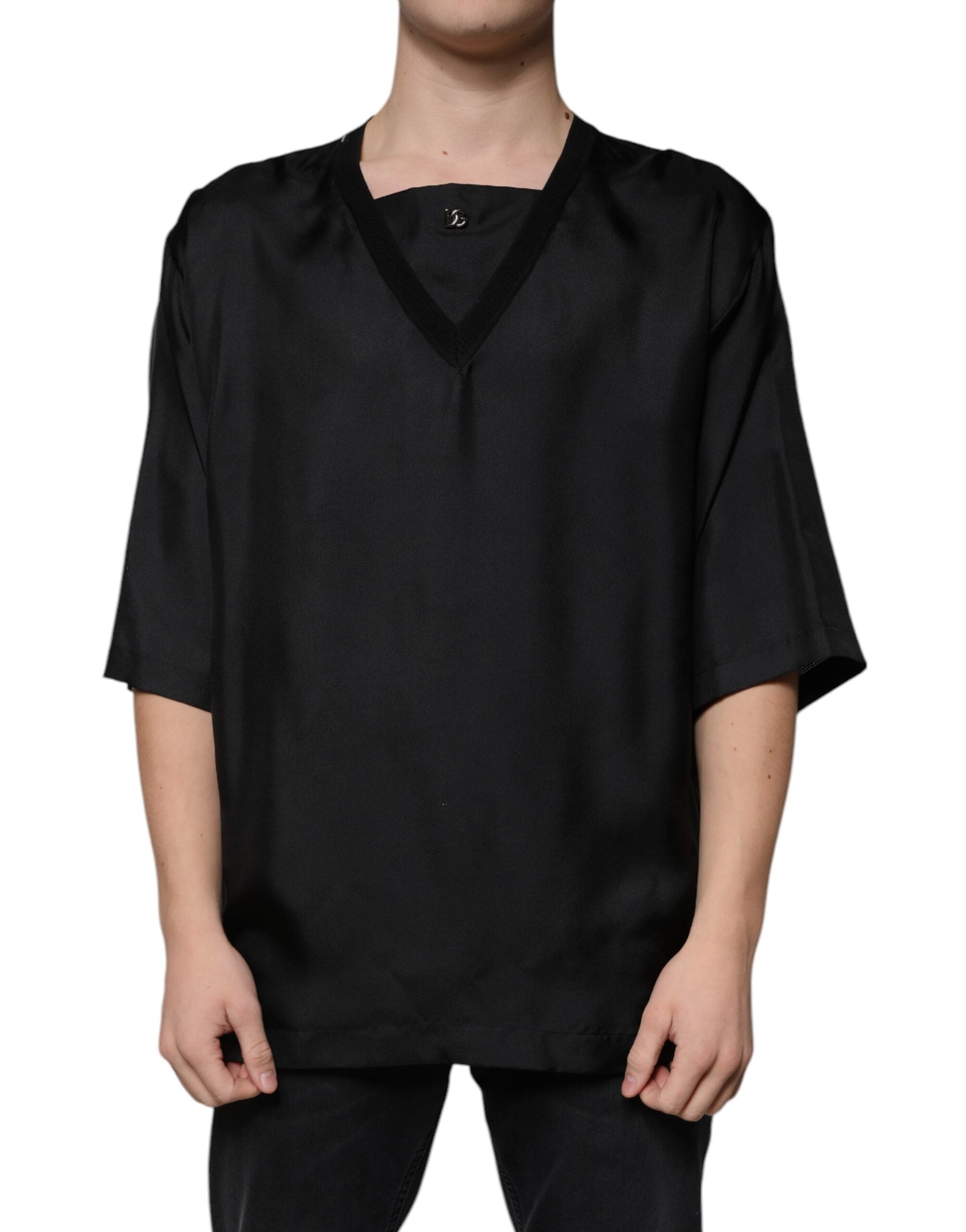 Black Cotton Square Neck Short Sleeve T-shirt - ventzia