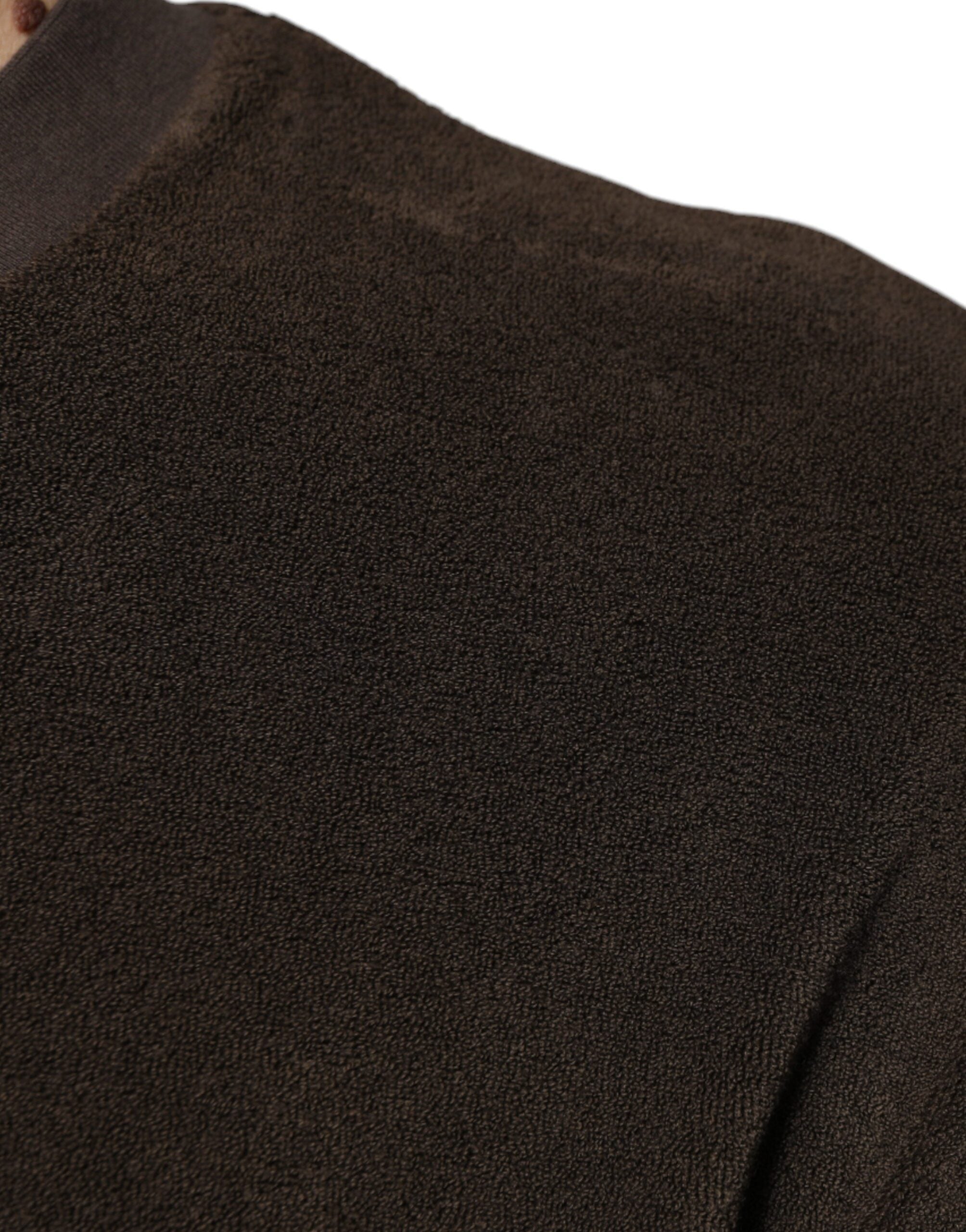 Brown Cotton Crew Neck Short Sleeves T-shirt - ventzia