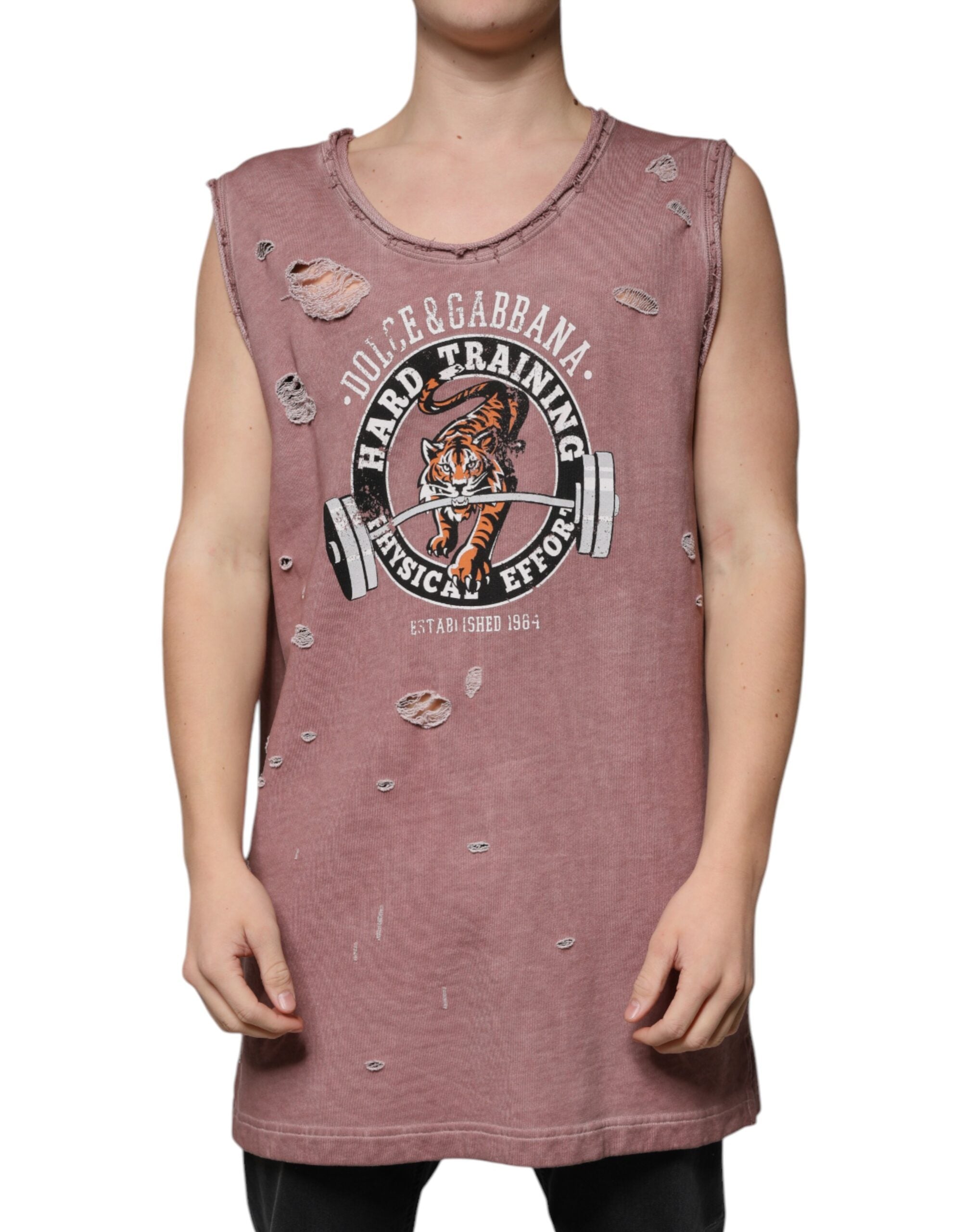 Brown Cotton Round Neck Sleeveless T-shirt - ventzia