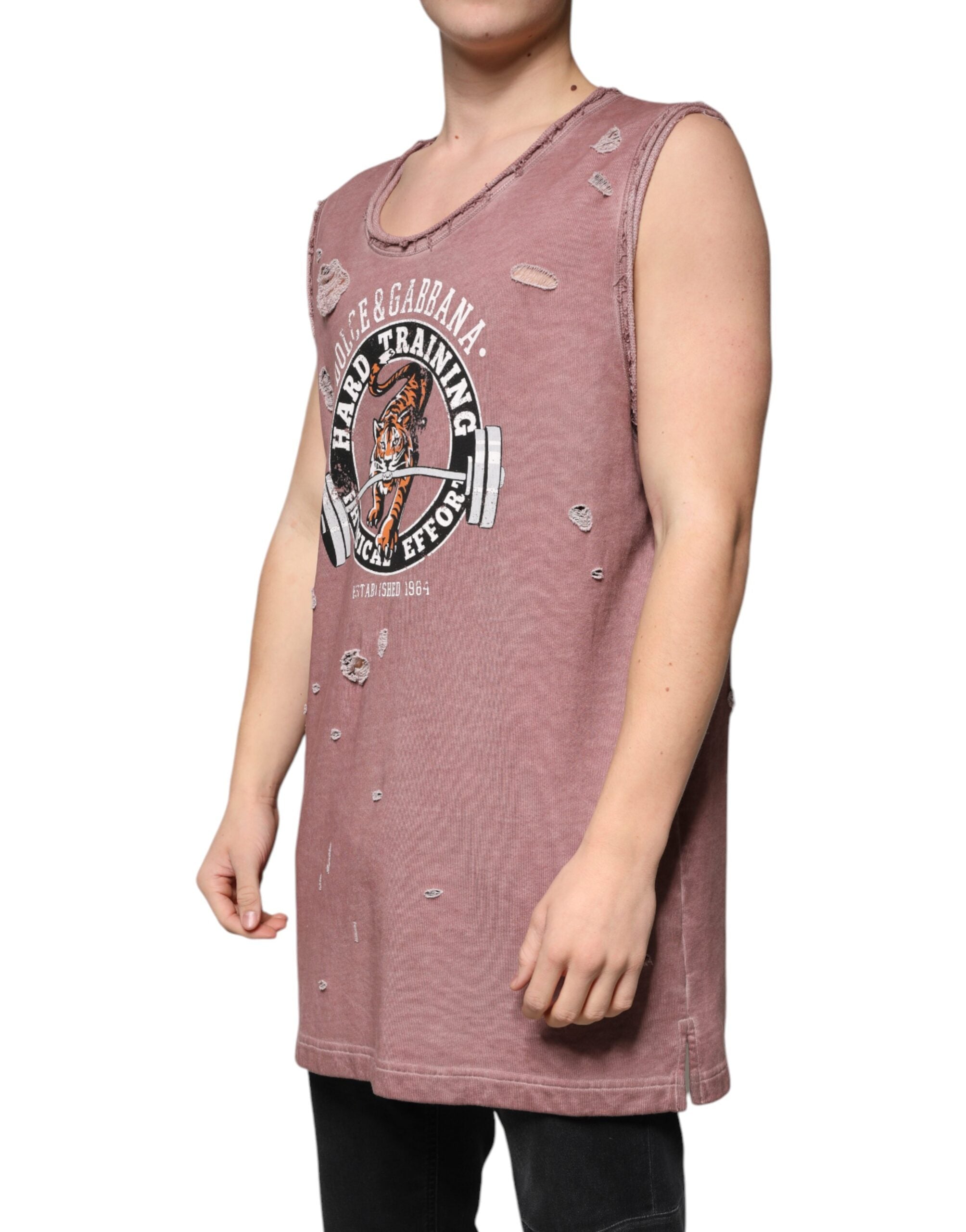 Brown Cotton Round Neck Sleeveless T-shirt - ventzia