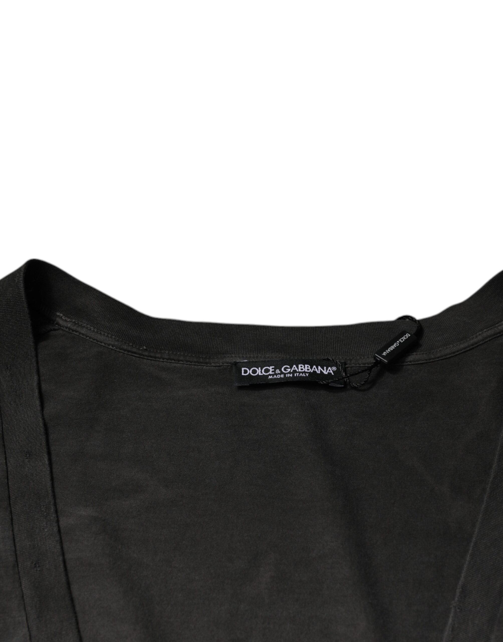 Black Cotton Crew Neck Short Sleeves T-shirt - ventzia