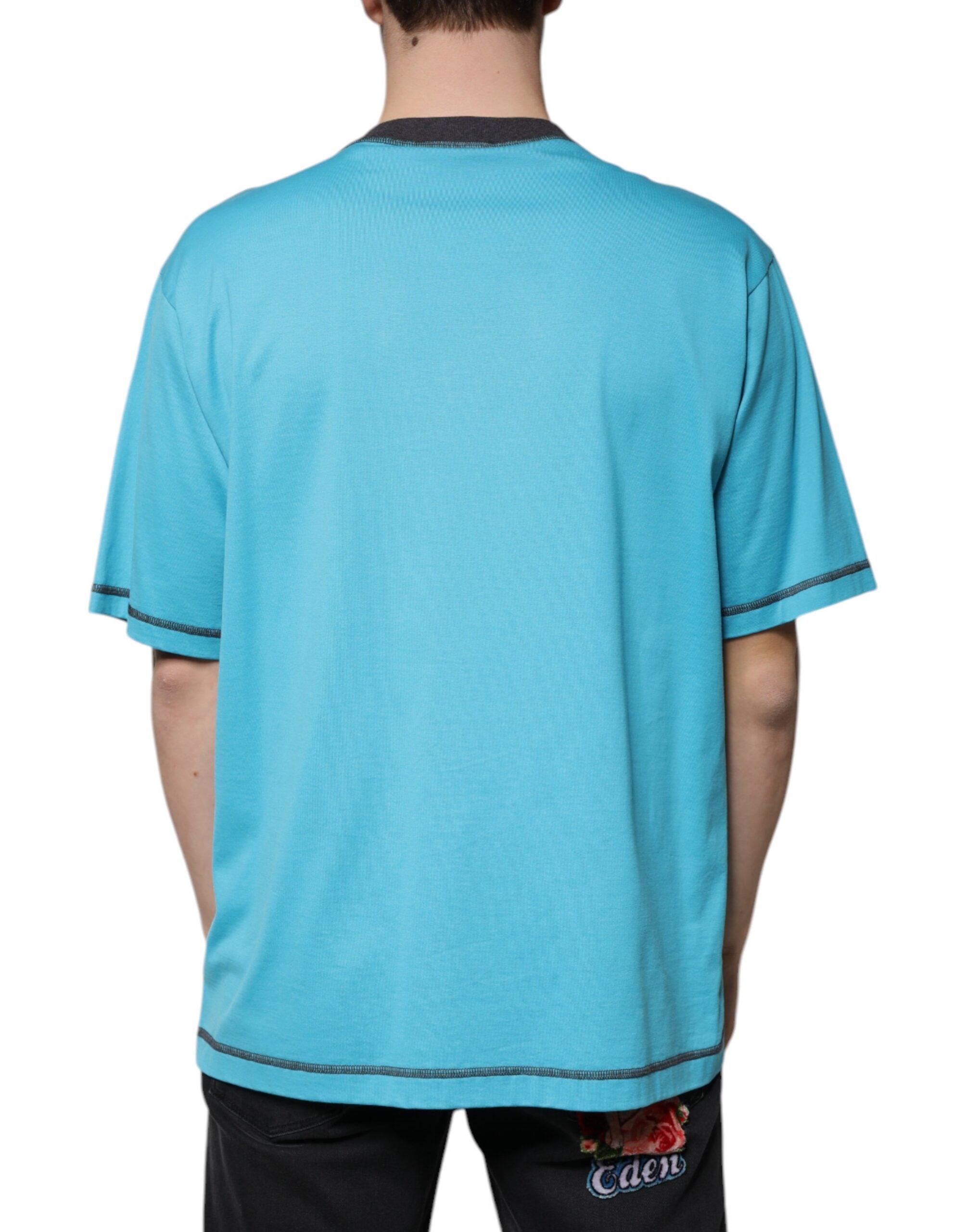 Blue Logo Crew Neck Short Sleeves T-shirt - ventzia