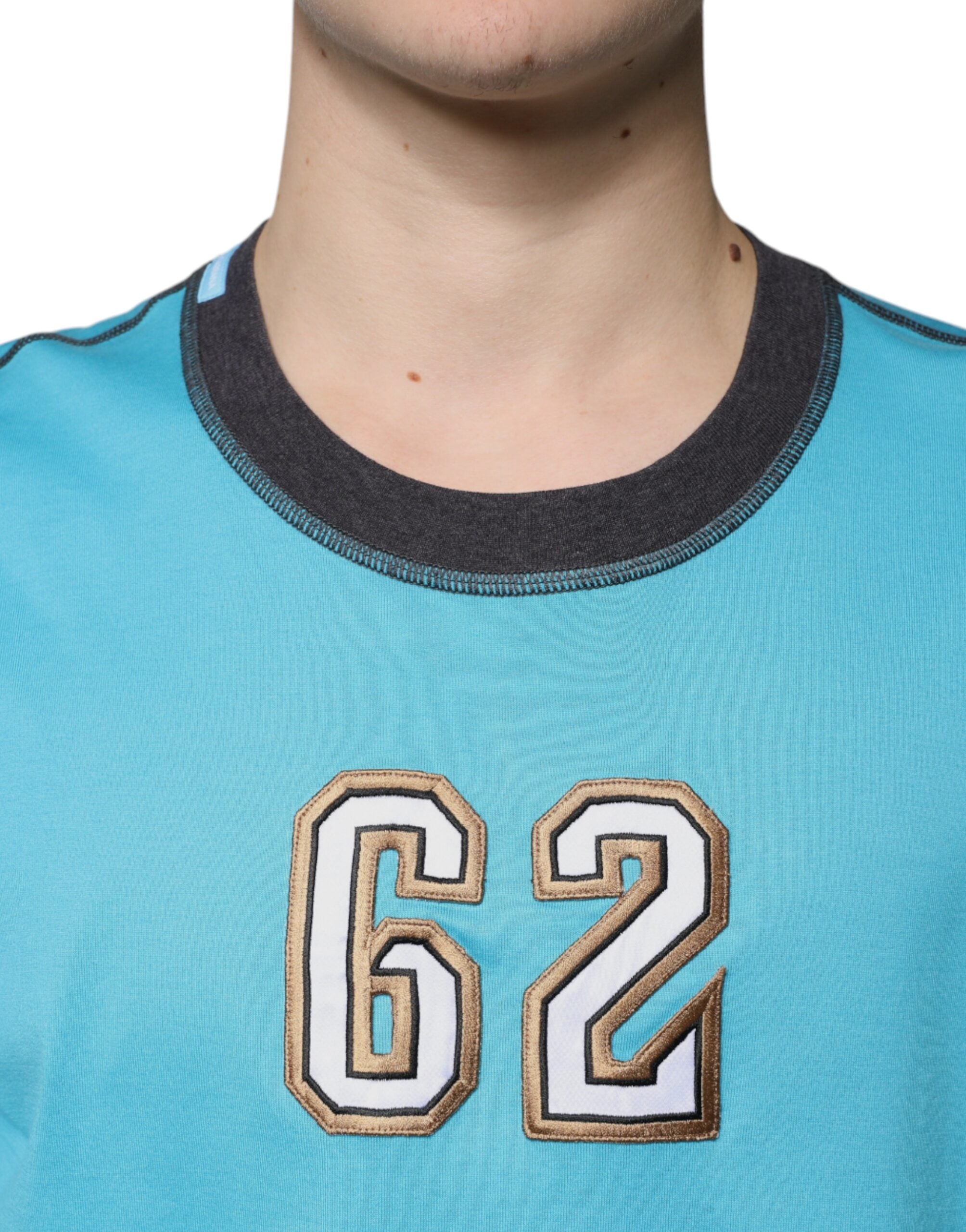 Blue Logo Crew Neck Short Sleeves T-shirt - ventzia