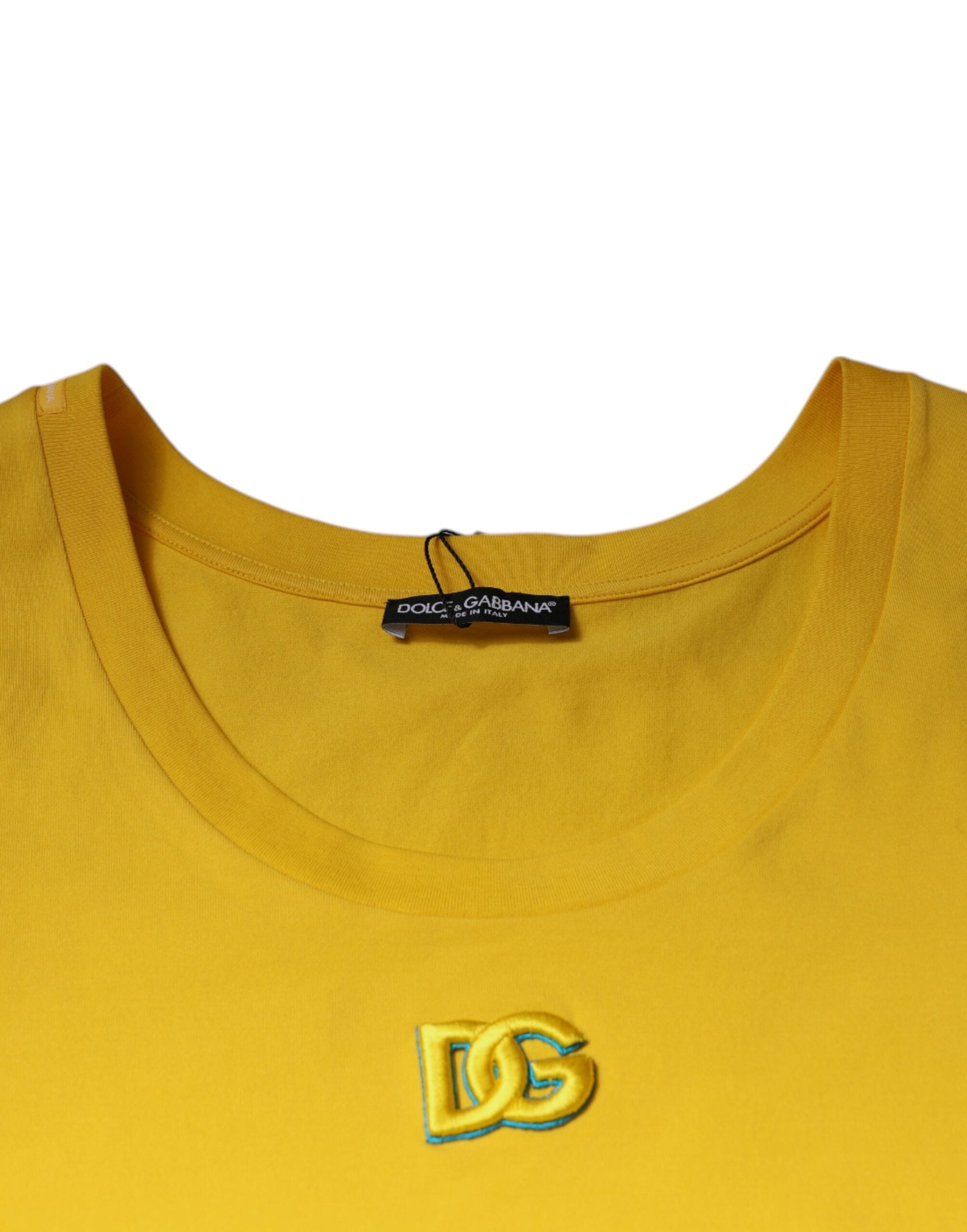 Yellow Cotton Round Neck Sleeveless T-shirt - ventzia
