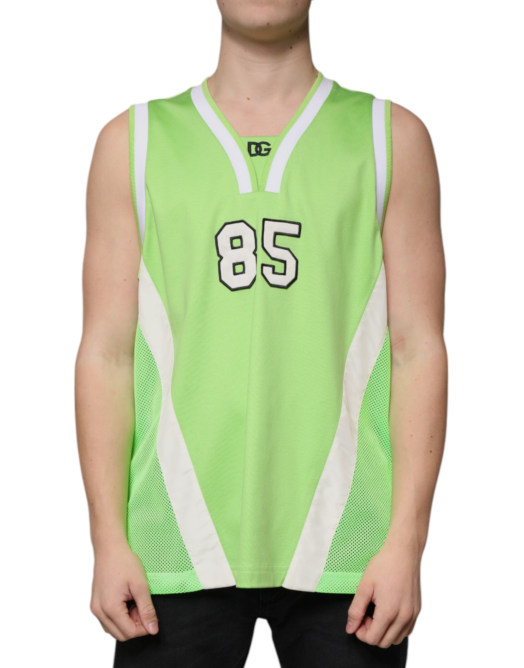 Green Polyester Jersey Sleeveless T-shirt - ventzia