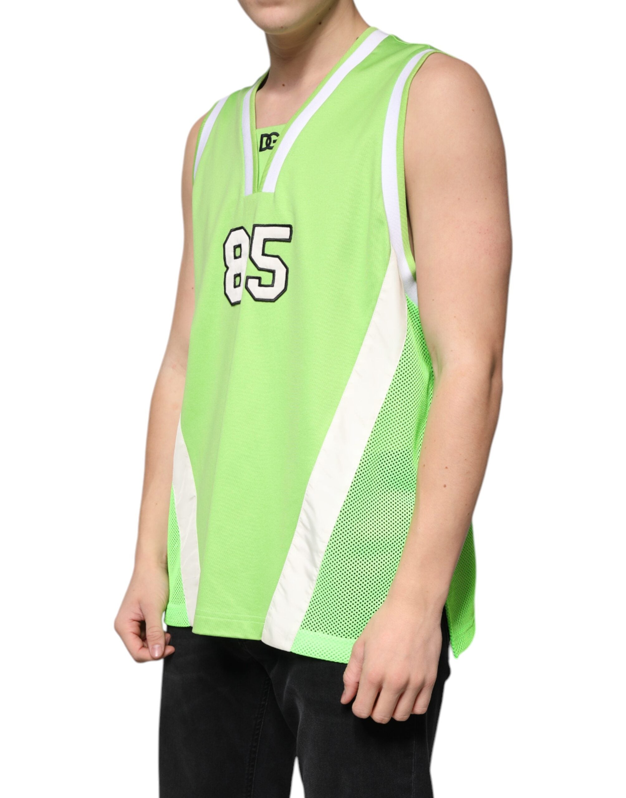 Green Polyester Jersey Sleeveless T-shirt - ventzia