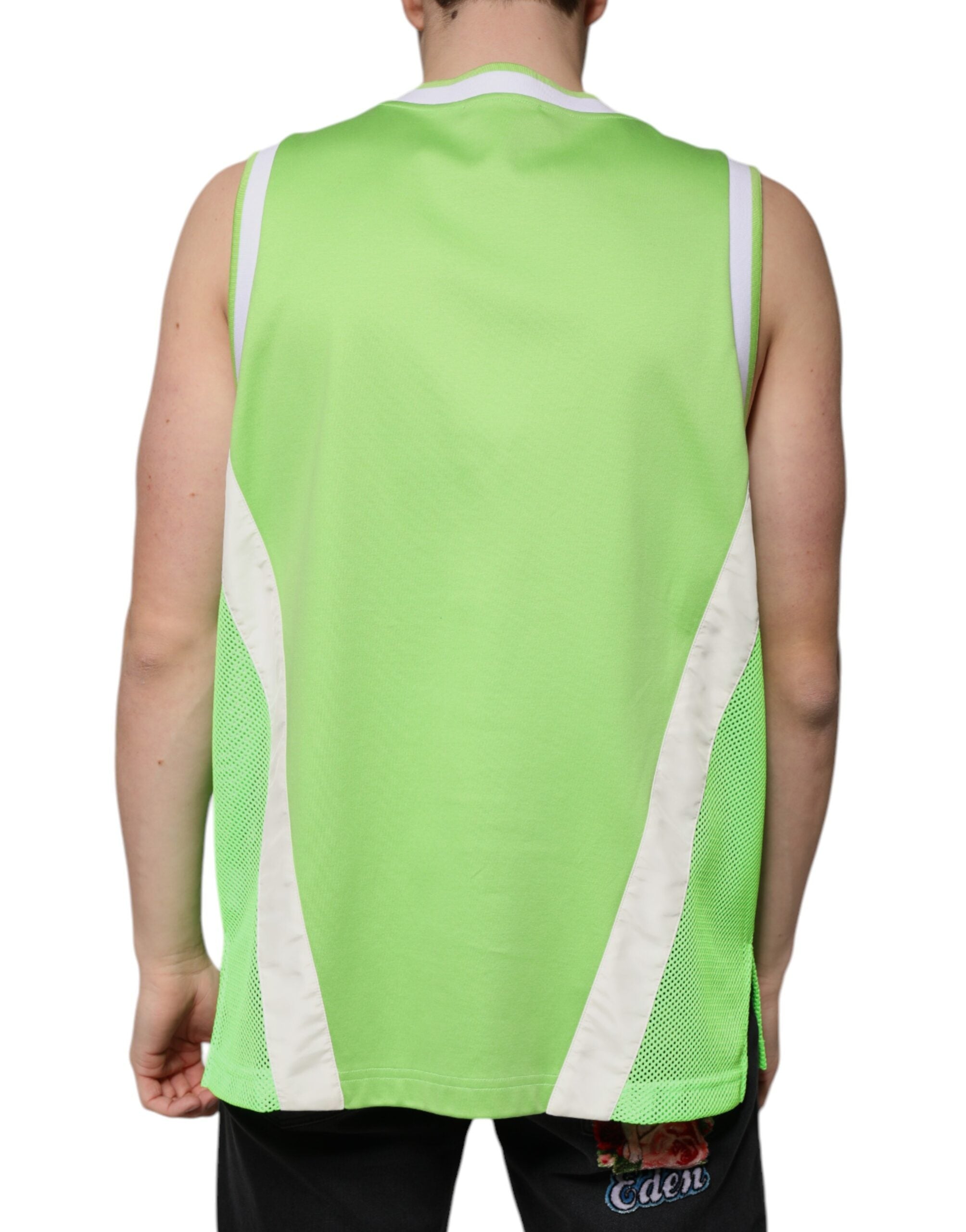 Green Polyester Jersey Sleeveless T-shirt - ventzia