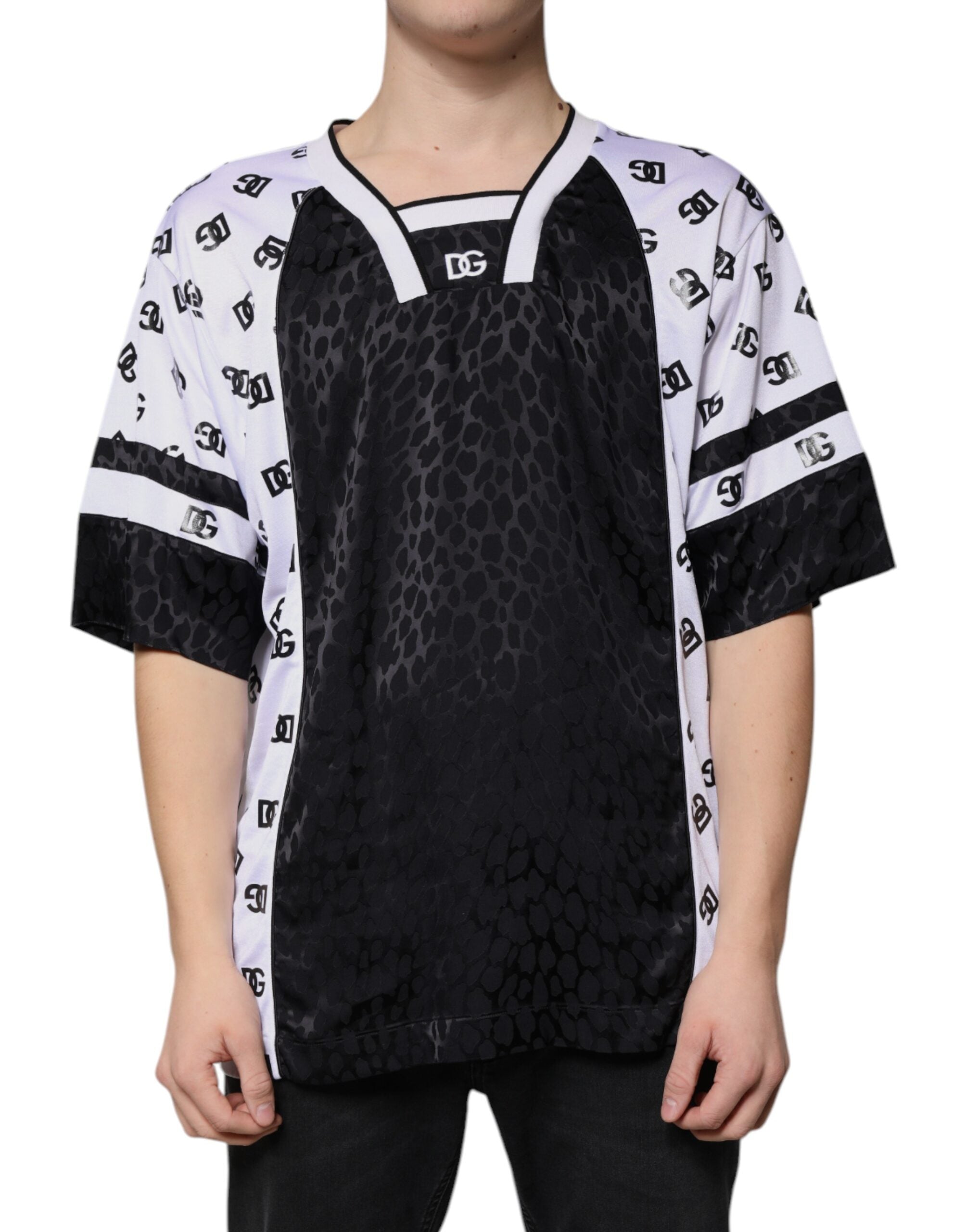 Black White Logo Men Short Sleeves T-shirt - ventzia