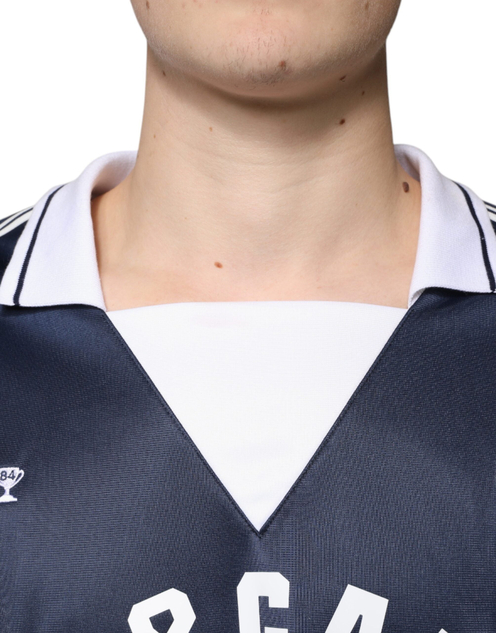 Blue White Milano Long Sleeve Jersey T-shirt - ventzia
