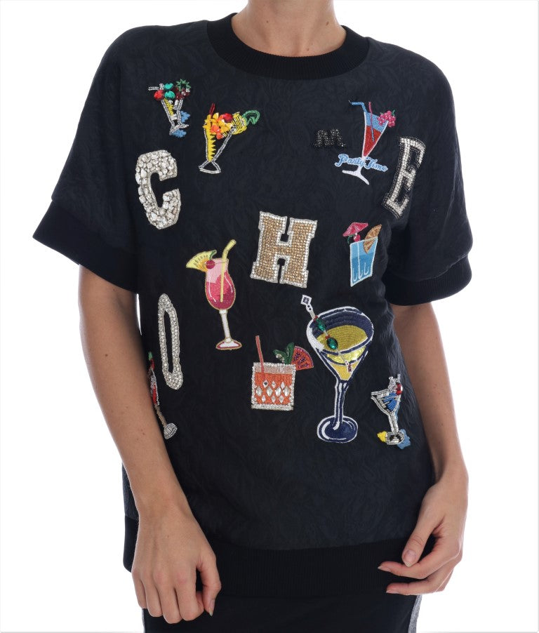 Enchanted Crystal Embellished Black Sweater - ventzia