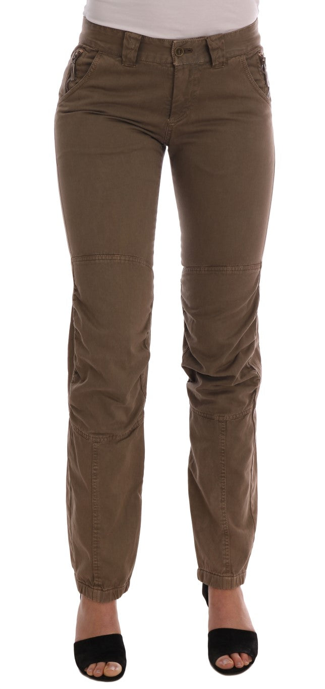 Chic Brown Casual Cotton Pants - ventzia