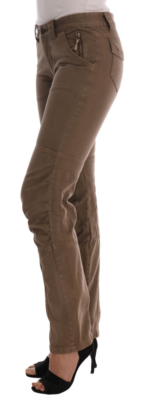 Chic Brown Casual Cotton Pants - ventzia