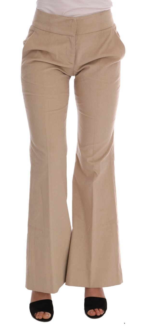 Chic Beige Bootcut Flared Pants - ventzia