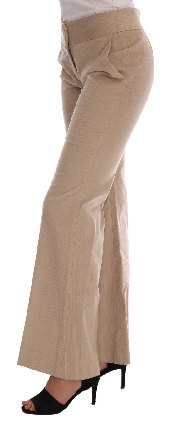 Chic Beige Bootcut Flared Pants - ventzia