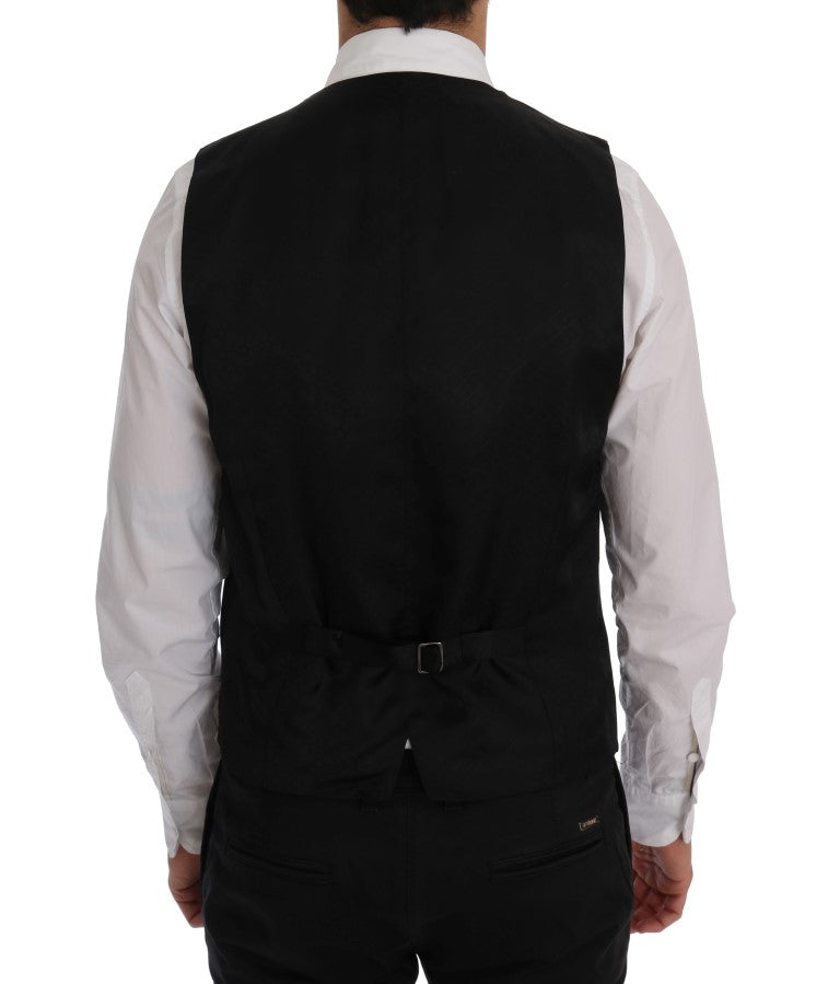 Elegant Striped Wool Blend Vest Waistcoat - ventzia