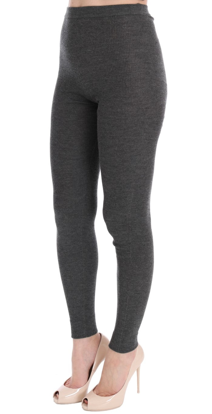 Chic Gray High Waist Cashmere Tights Pants - ventzia
