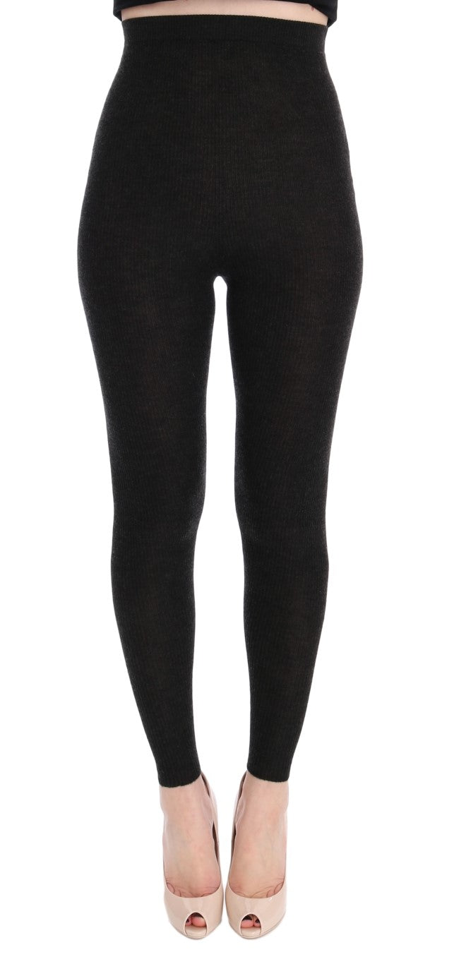 Elegant High-Waist Cashmere Tights Pants - ventzia
