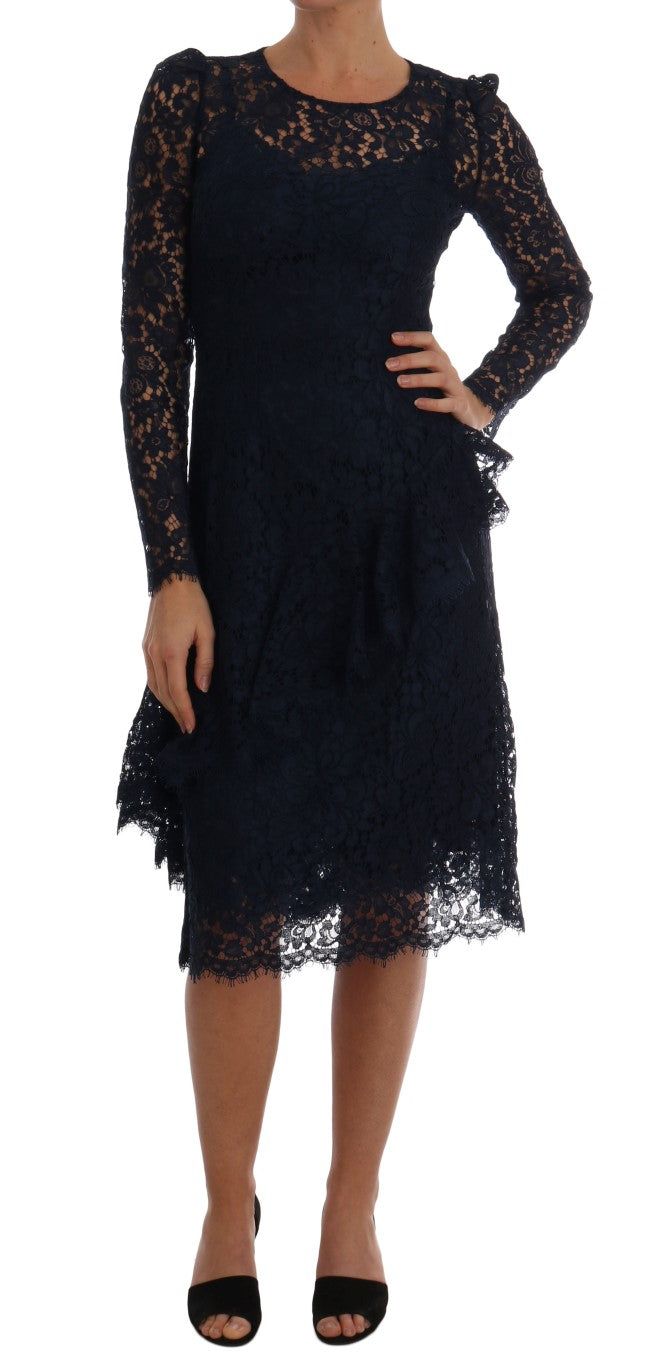 Elegant Floral Lace A-Line Dress - ventzia