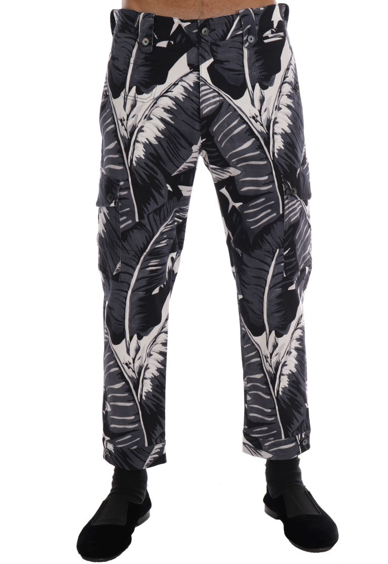 Elegant Capri Casual Pants in Banana Leaf Print - ventzia
