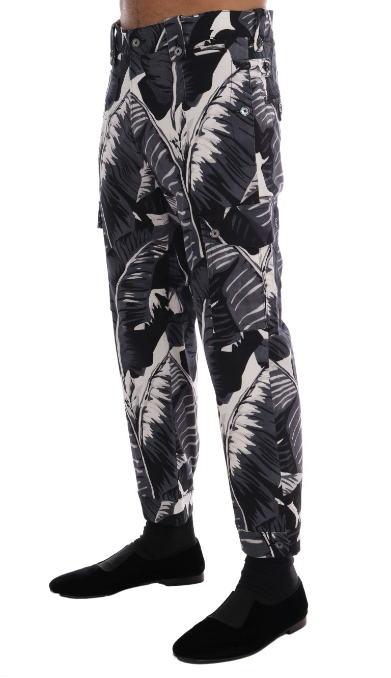 Elegant Capri Casual Pants in Banana Leaf Print - ventzia
