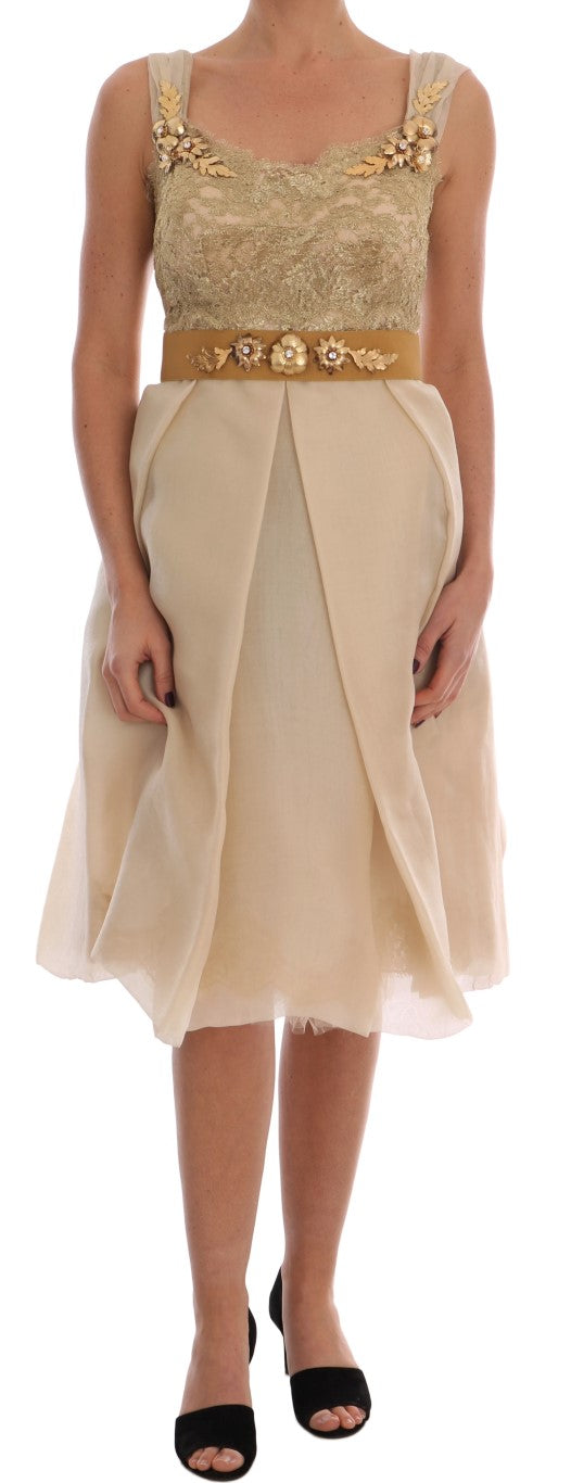 Elegant Embellished Lace & Organza Silk Dress - ventzia