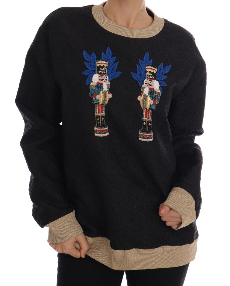 Enchanted Sequined Black Brocade Sweater - ventzia
