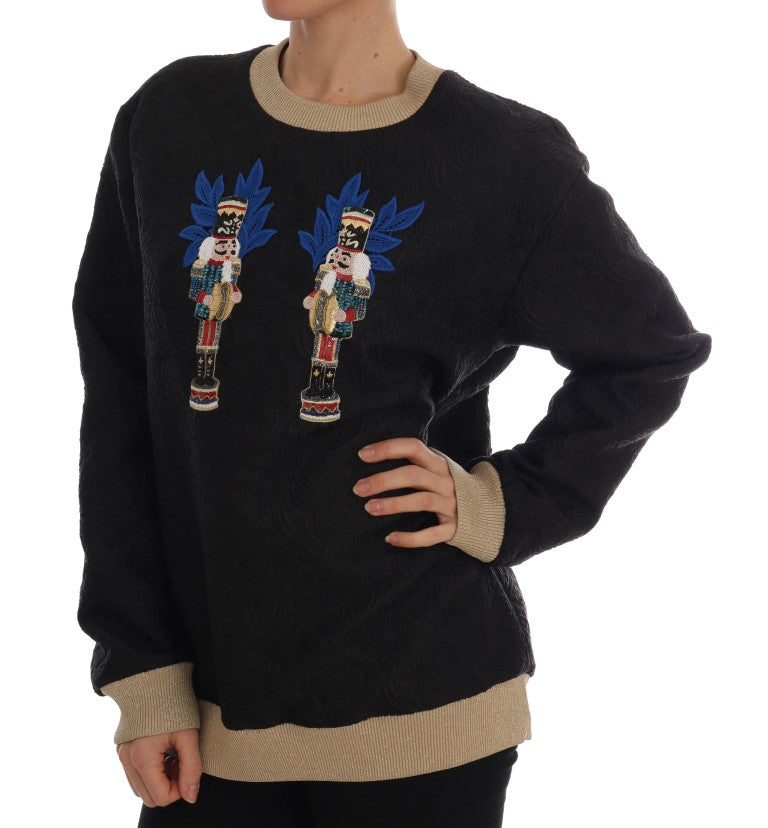 Enchanted Sequined Black Brocade Sweater - ventzia