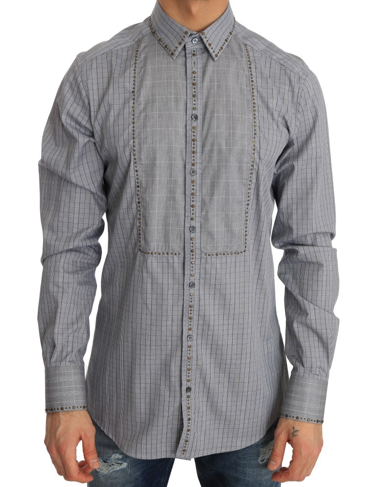 Elegant Gray Checkered Slim Fit Casual Shirt - ventzia