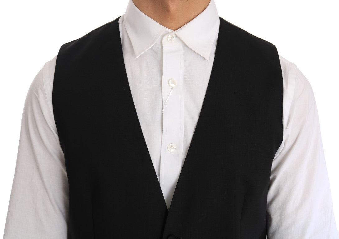 Elegant Slim Fit Formal Vest in Black - ventzia