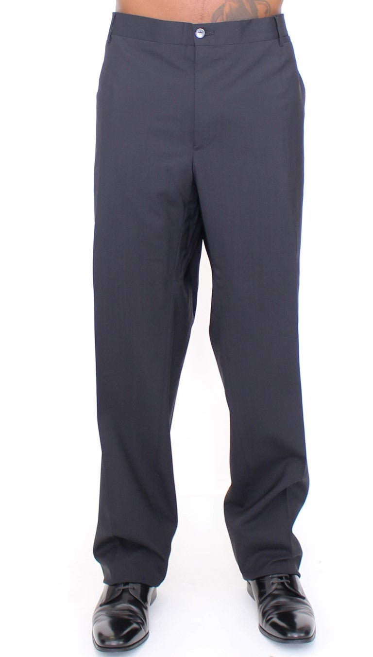 Elegant Pleated Black Wool Trousers - ventzia